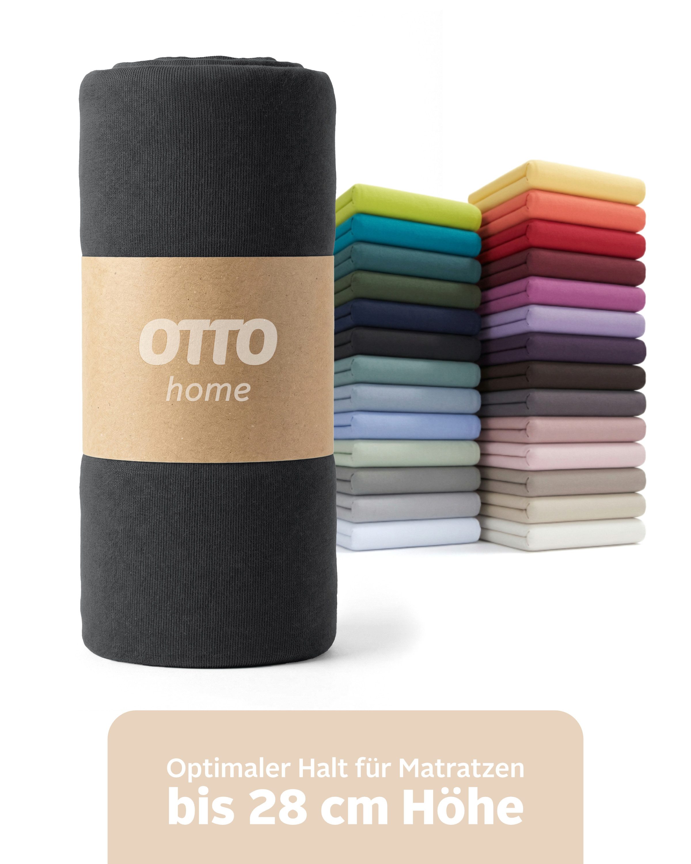 OTTO home Spannbettlaken BLACKBERRY in PREMIUM und BASIC Qualität, 100% Baumwolle, Jersey (110 g/m), Gummizug: rundum, (1 Stück), für hohe Matratzen bis 28 cm, Bettlaken, Spannbetttuch, Boxspring