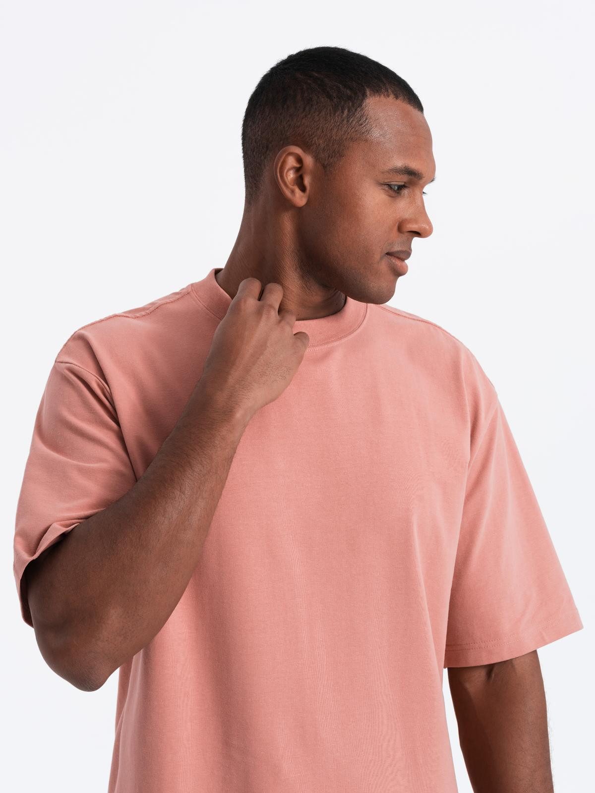 OMBRE T-Shirt Herren T-Shirt Regular Fit V-Ausschnitt Casual Rose L (kein Set, 1-tlg)