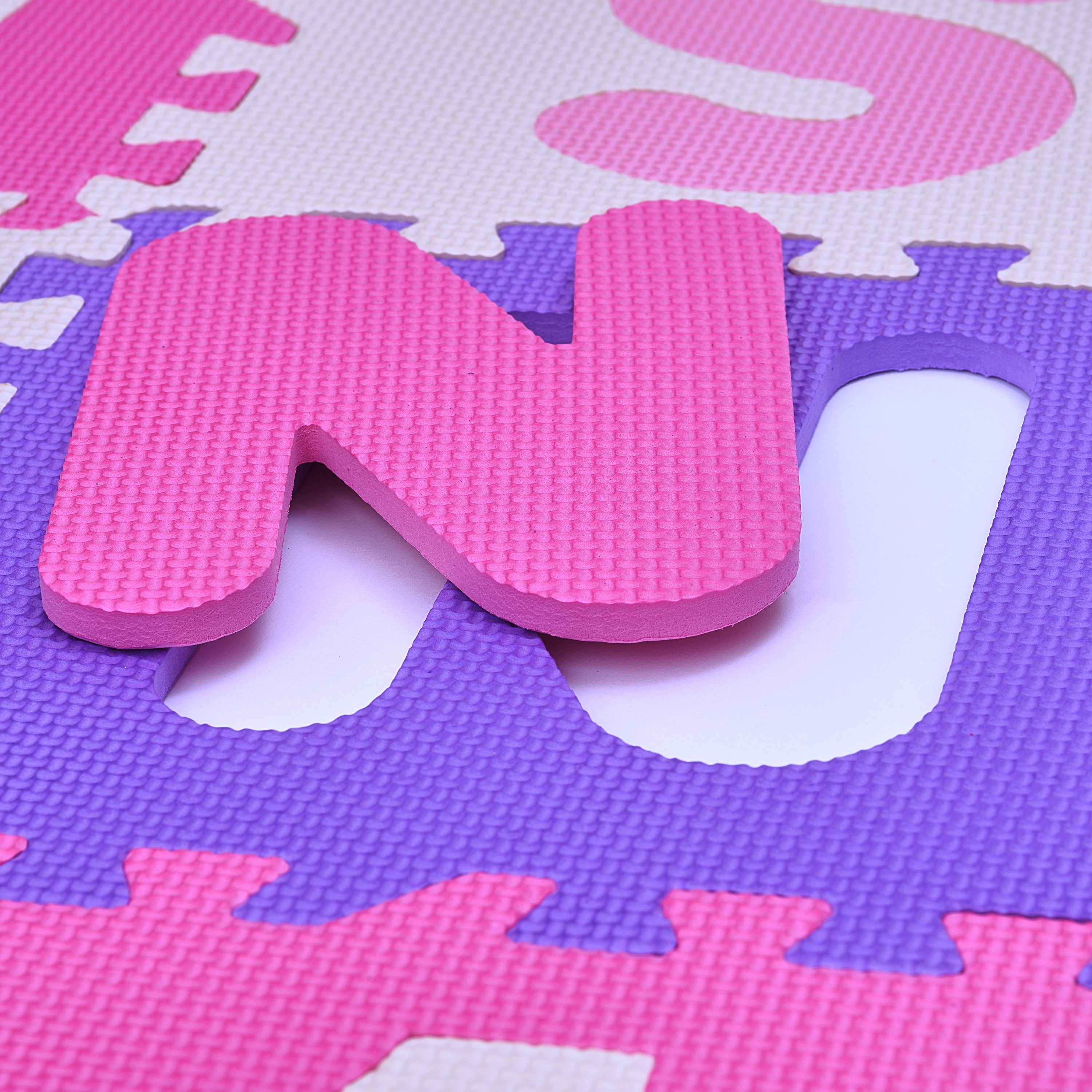 Pink Papaya Puzzlematte Puzzlematte mit Zahlen und Buchstaben Kids Zone, Extra weich, kombiniert Zahlen & Buchstaben, einfaches Stecksystem