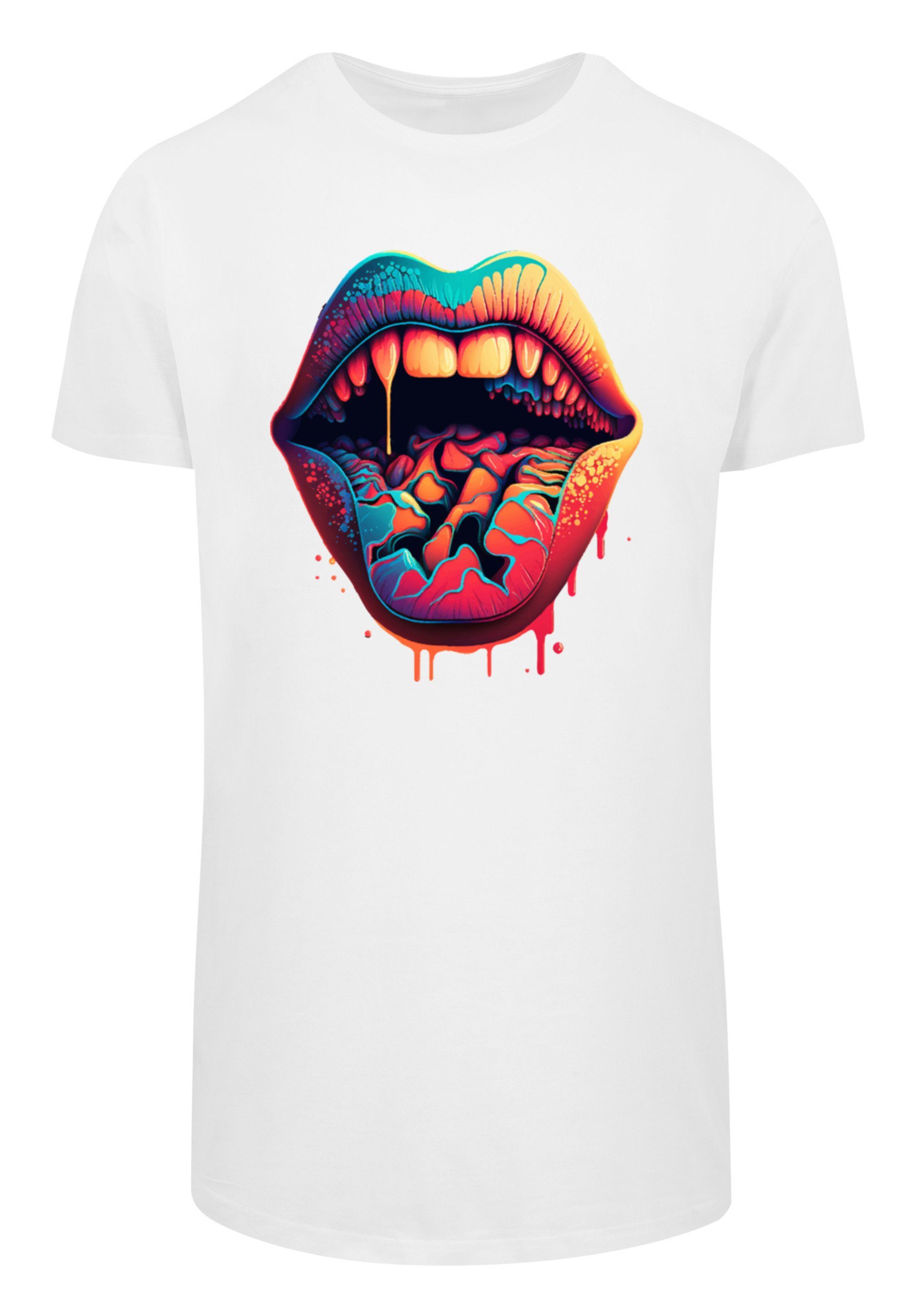 TEE Lips T-Shirt Drooling F4NT4STIC weiß Print LONG