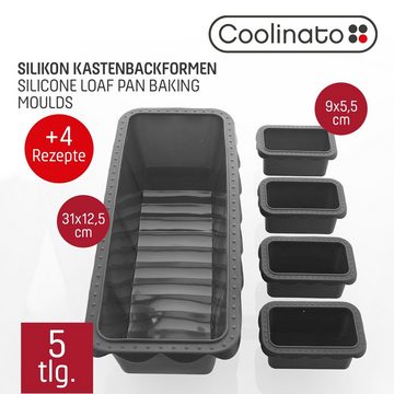 Coolinato Backform Coolinato Silikon Kastenform Set 5tlg, GRAU, inkl. Rezepte