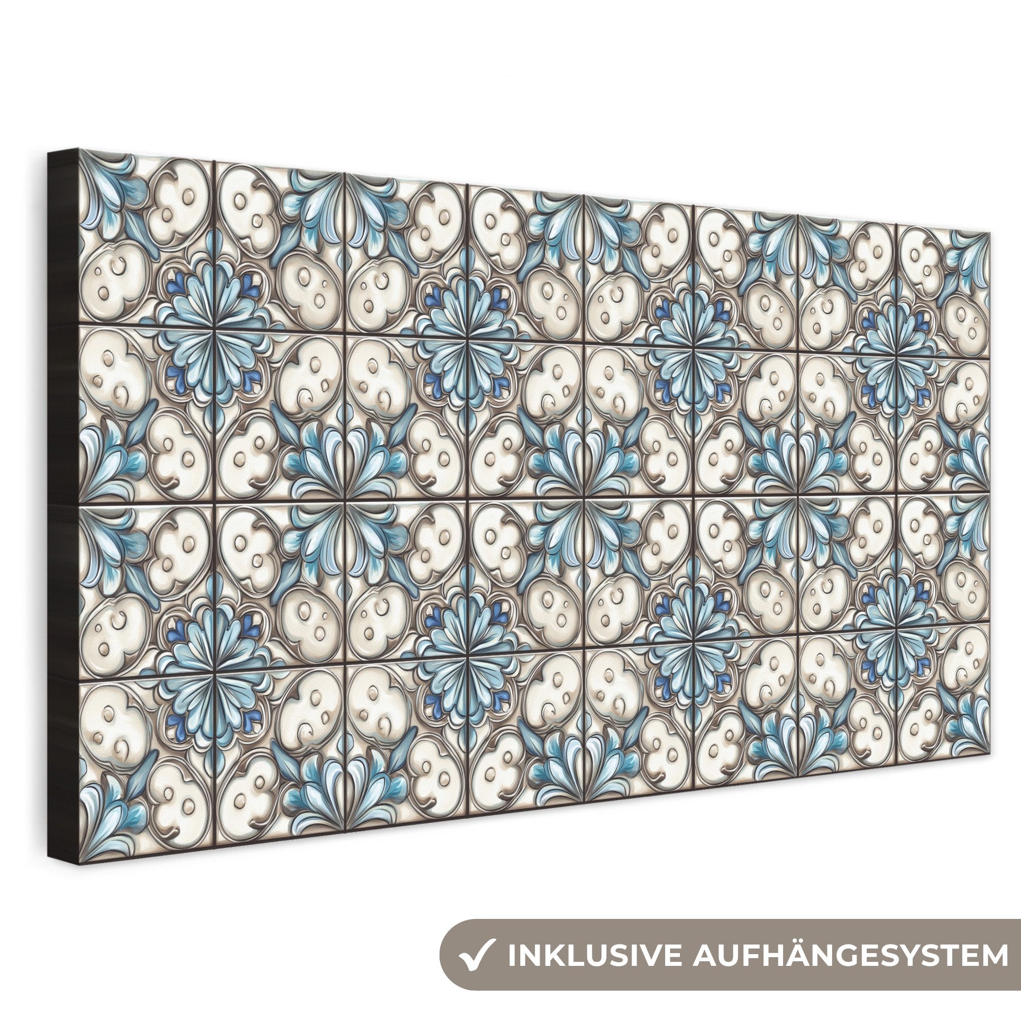 OneMillionCanvasses® Leinwandbild Panorama Barock - Fliese - Bunt, Fotodruck (1 St), Wandbild, Deko Schlafzimmer Wohnzimmer Flur 40x20 cm