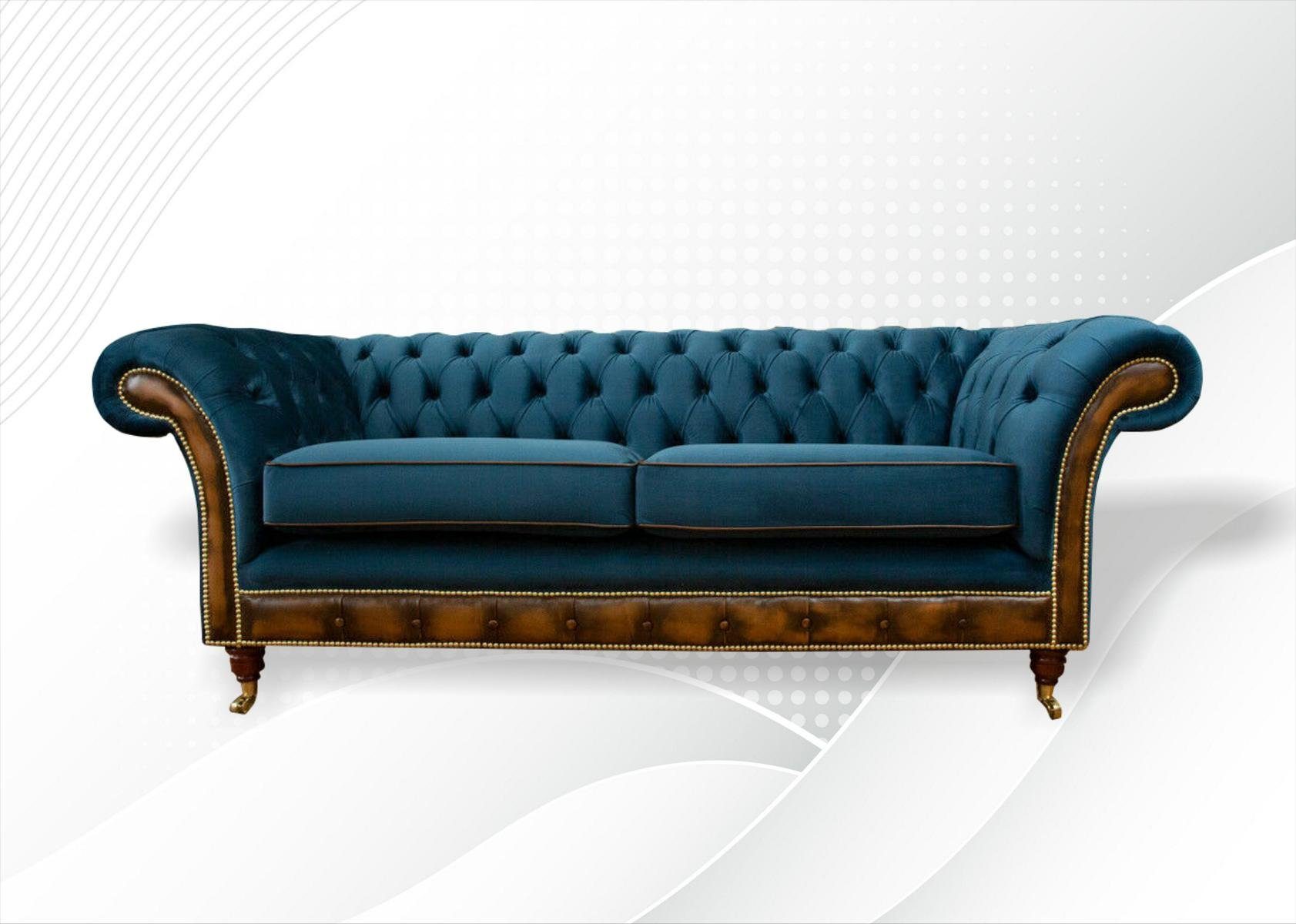 225 cm Sofa Couch 3 Chesterfield Chesterfield-Sofa, Sitzer Sofa Design JVmoebel
