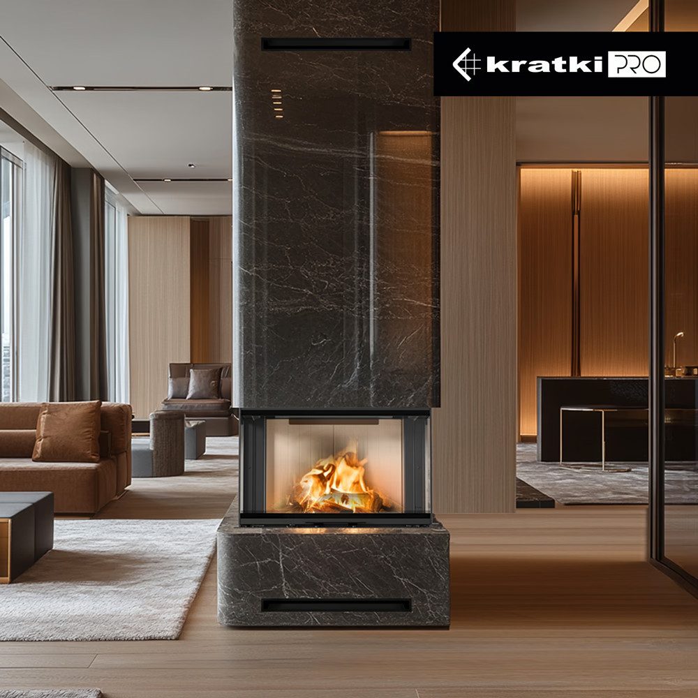 Kratki Kamineinsätze Kamineinsatz REGNOR 680/280 6 kW Ø 160 3 Seiten glas, 6 kW