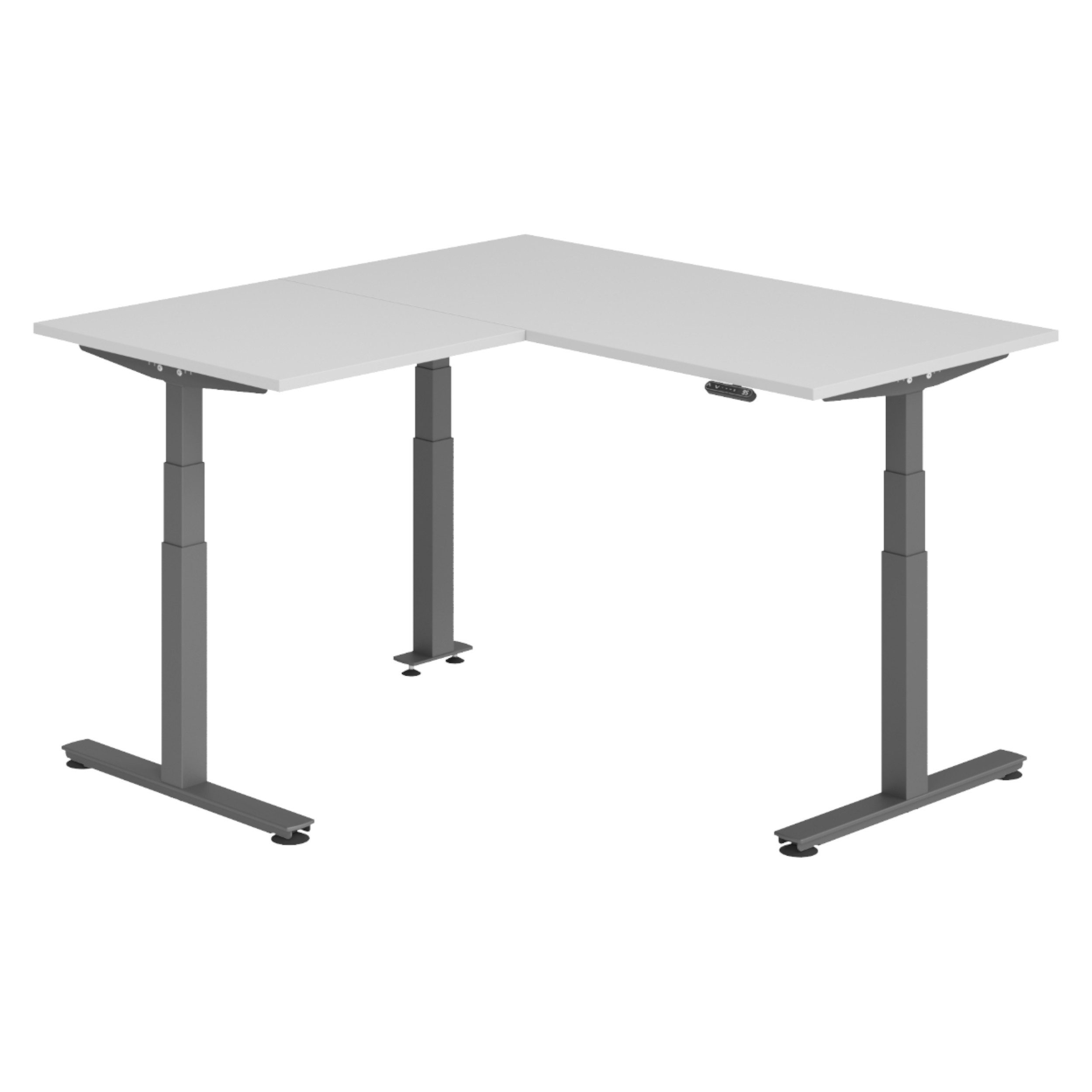 bümö Schreibtisch Eckschreibtisch XDSMW, Eckform: 160 x 160 cm - Dekor: Grau