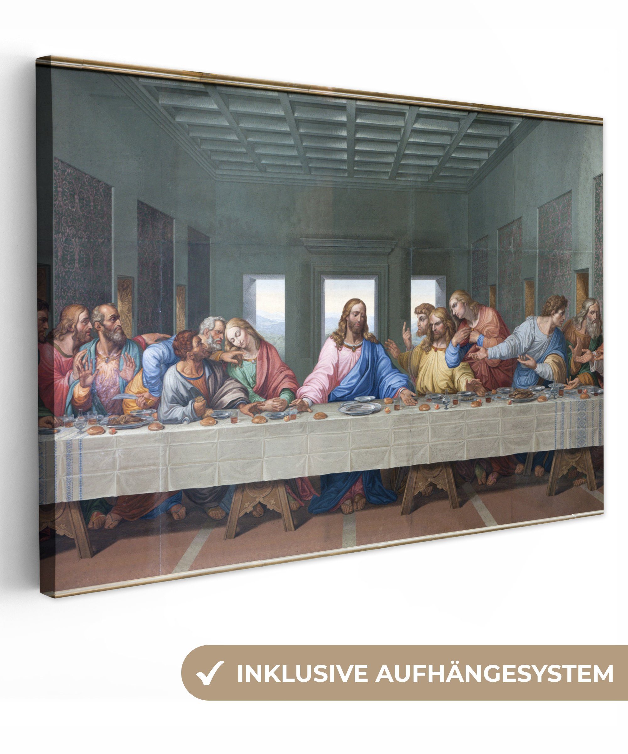 OneMillionCanvasses® Leinwandbild Das letzte Abendmahl - Leonardo da Vinci, (1 St), Wandbild für alle Wohnbereiche, Gemälde, XXL, großes, 120x80 cm bunt