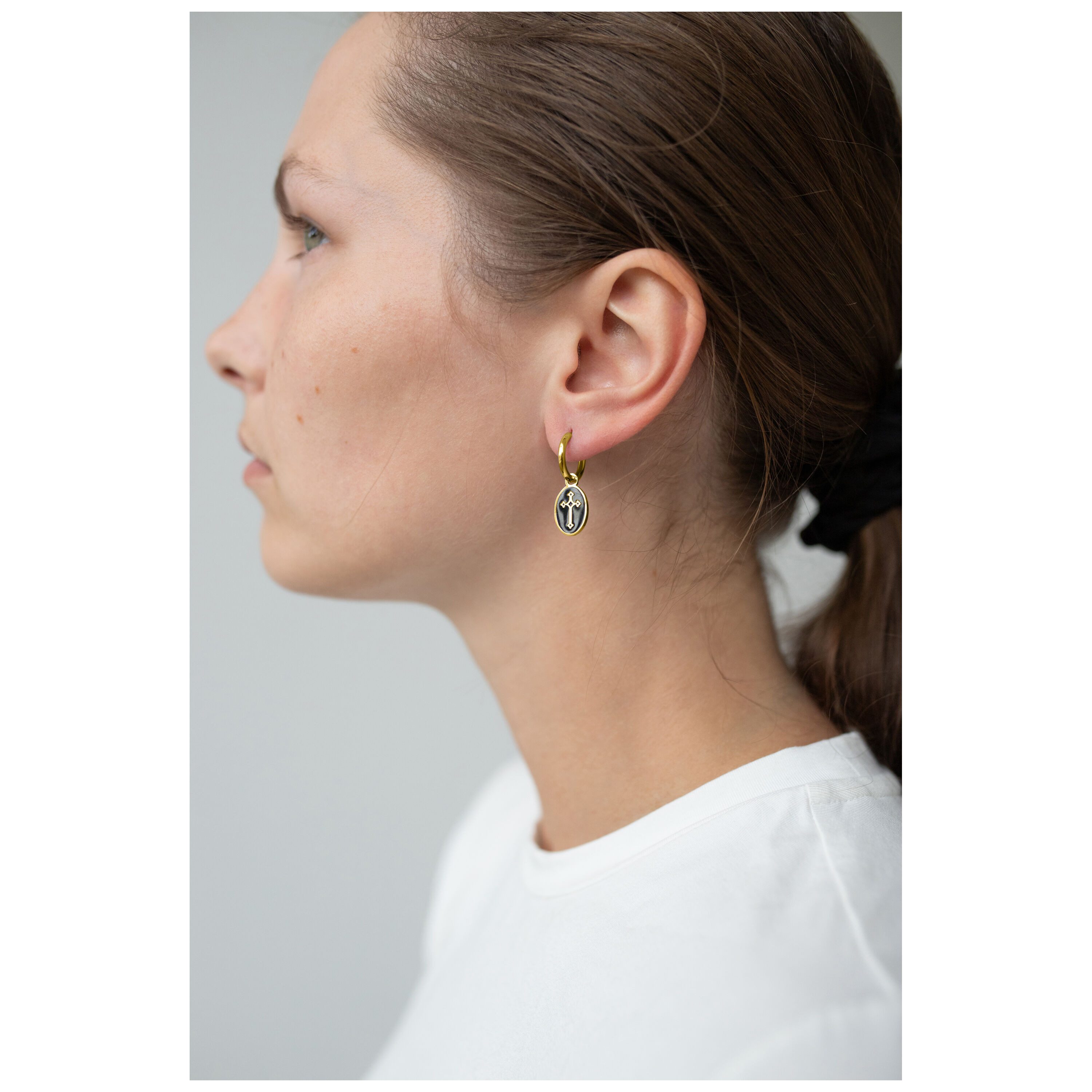 Wildcat Paar Ohrhänger Little Vintage Cross Hoops - Gold, Chirurgenstahl 316L - wasserfest, langlebig, hautverträglich