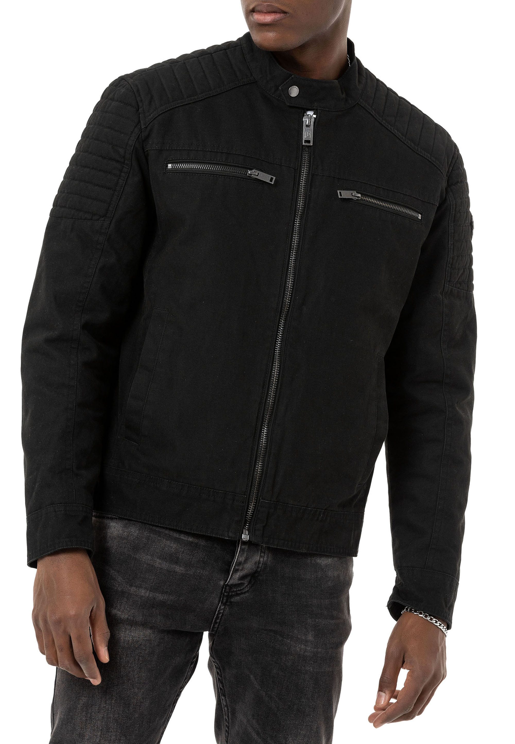 RedBridge Bikerjacke mit Steppdetails und Reißverschlusstaschen