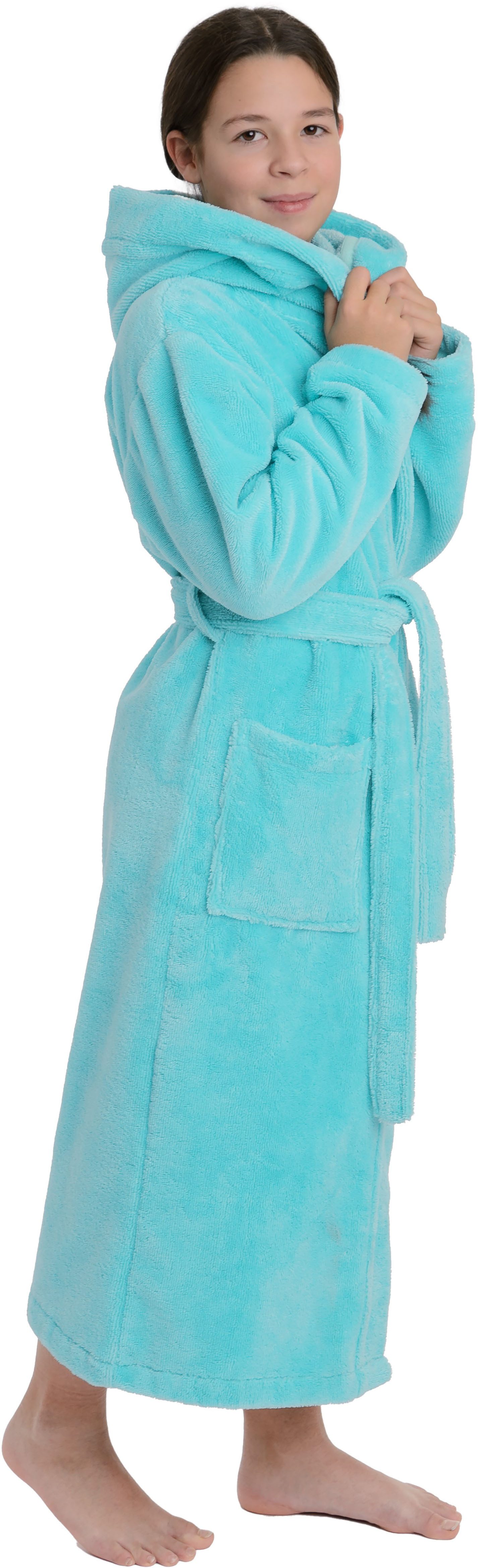 Wewo fashion Kinderbademantel 8514, Midilänge, Baumwoll-Mix, Kapuze, Gürtel, mit kuscheliger Kapuze – Bild 2 von 2
