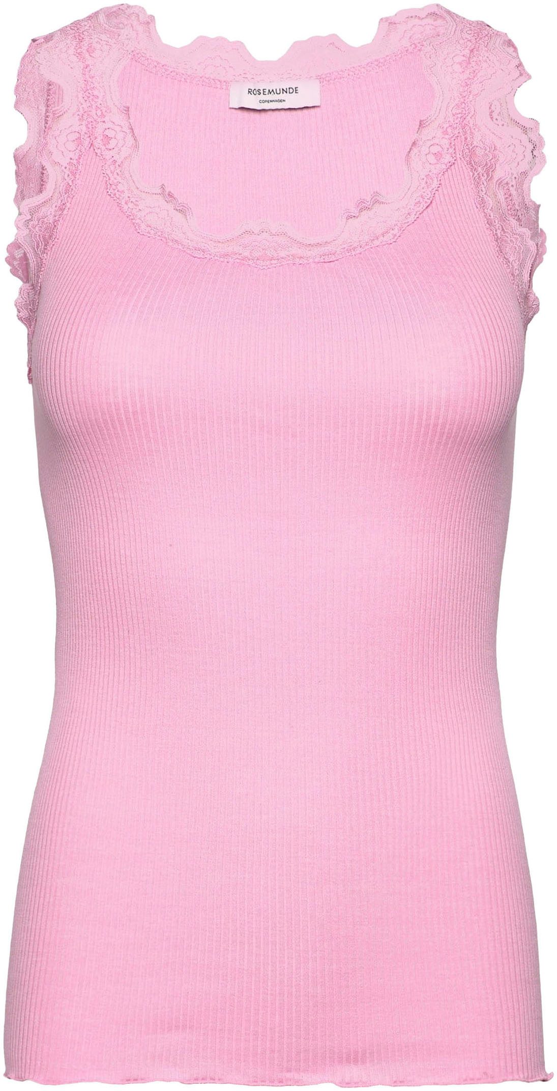rosemunde Tanktop Babette Silk Top wunderschöner Vintage-Spitzenbesatz an Ausschnitt und Trägern