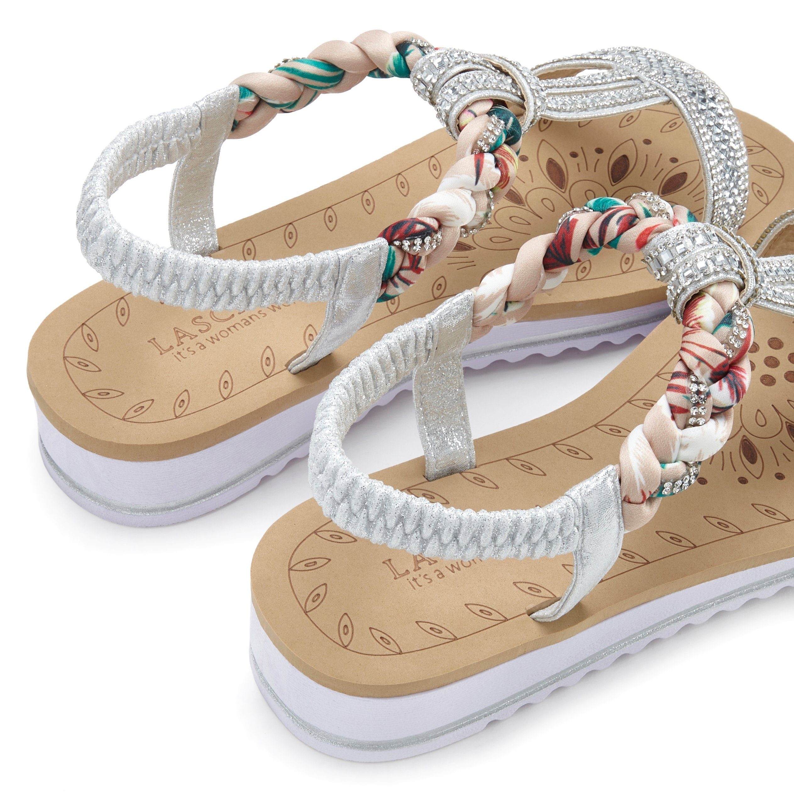Schmucksteinen Sandale elastischen und Riemchen Sandalette, Sommerschuh mit LASCANA