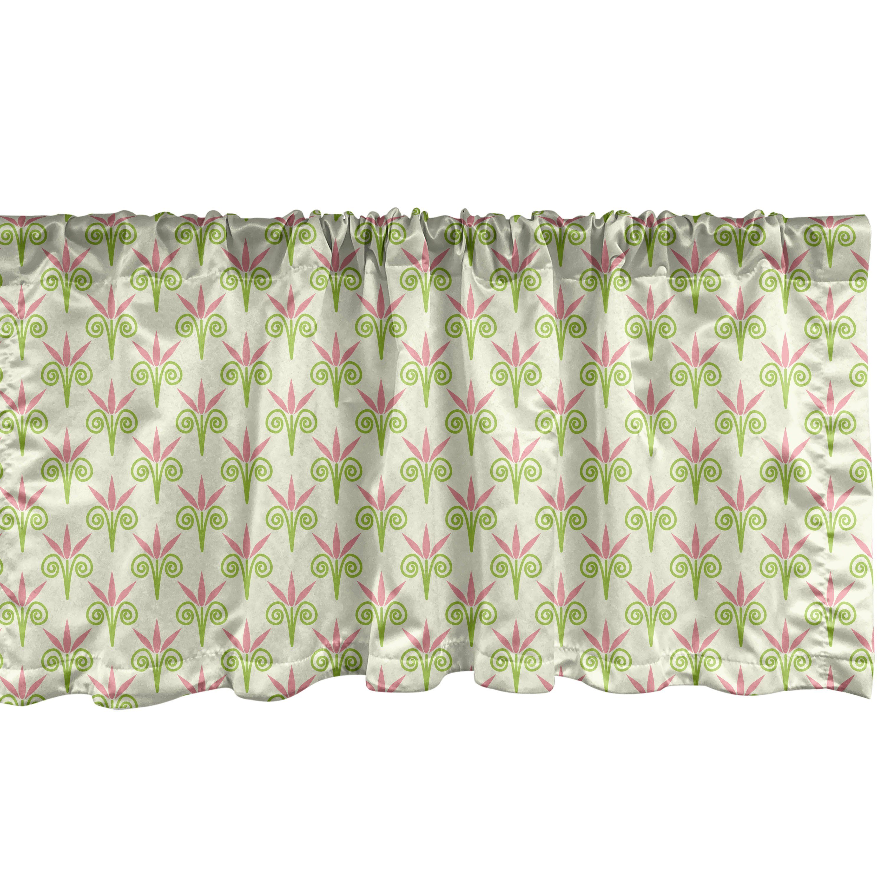 Scheibengardine Vorhang Volant für Küche Schlafzimmer Dekor mit Stangentasche, Abakuhaus, Microfaser, Blumen Pastelltulpe Blumen-Motiv