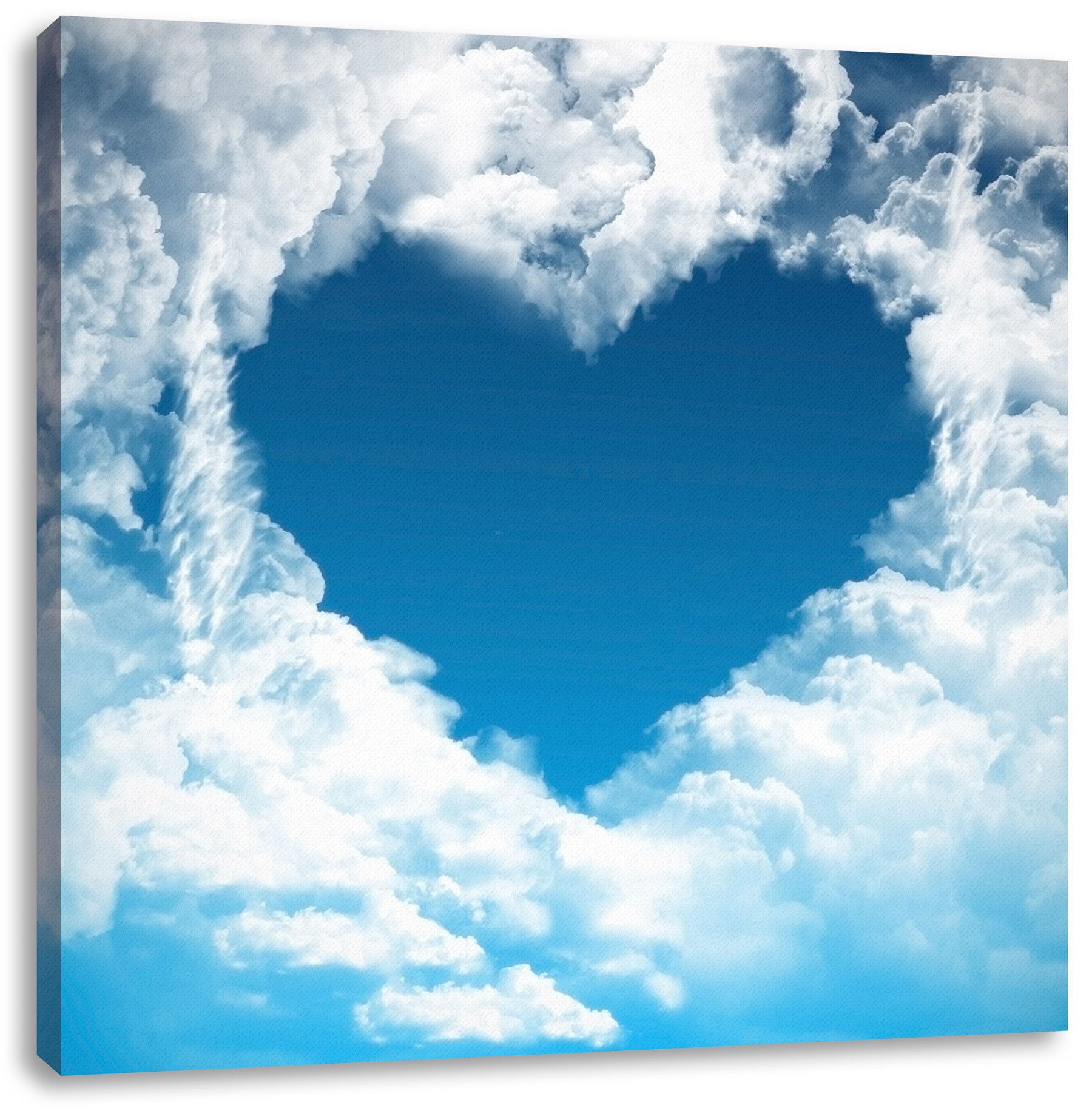 Pixxprint Leinwandbild Romantisches Herz in den Wolken, Romantisches Herz in den Wolken (1 St), Leinwandbild fertig bespannt, inkl. Zackenaufhänger