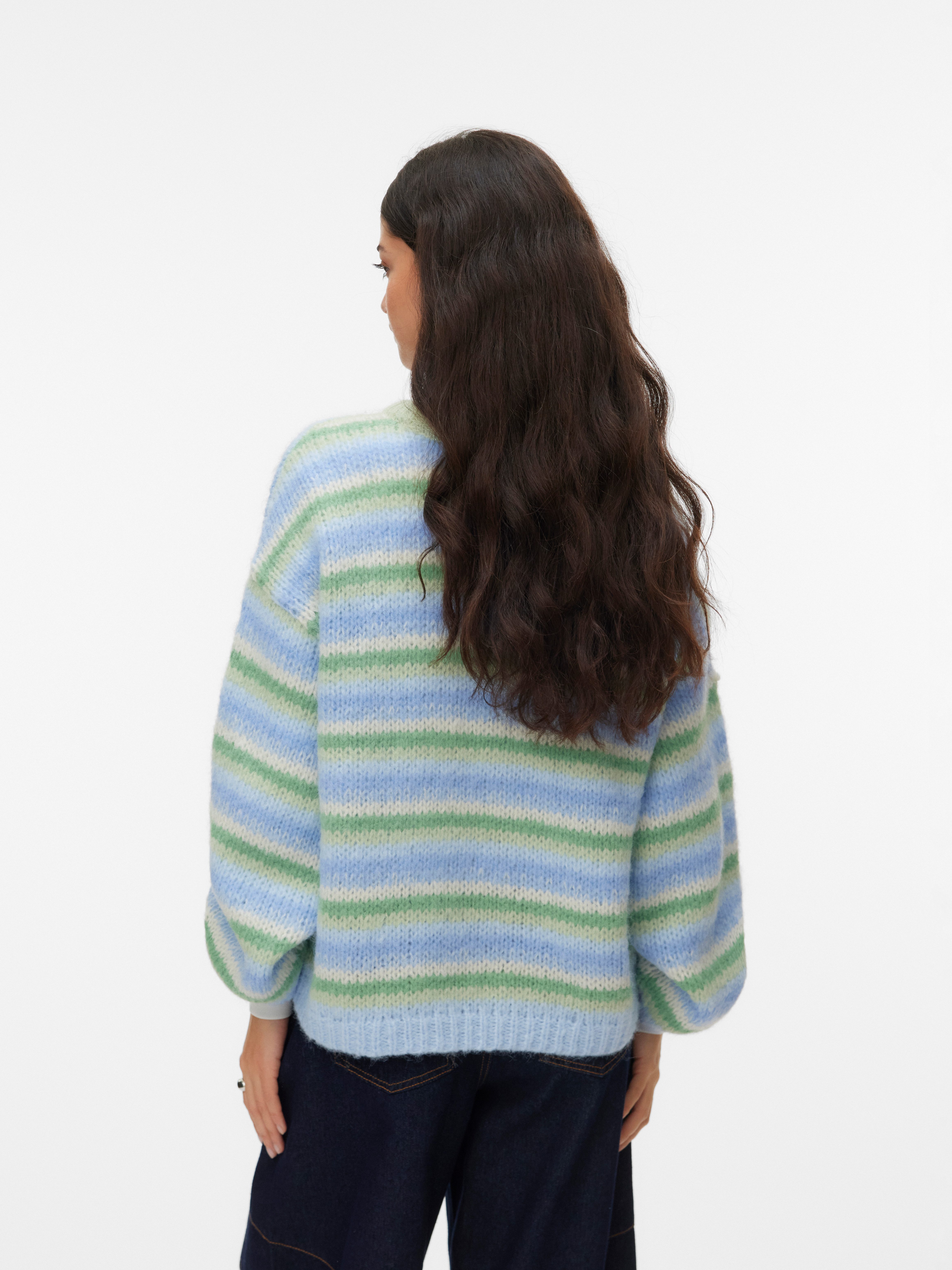 Vero Moda Strickpullover VMMAYBE STRIPE LS O-NECK PULLOVER NOOS Kunstfaser, loose fit