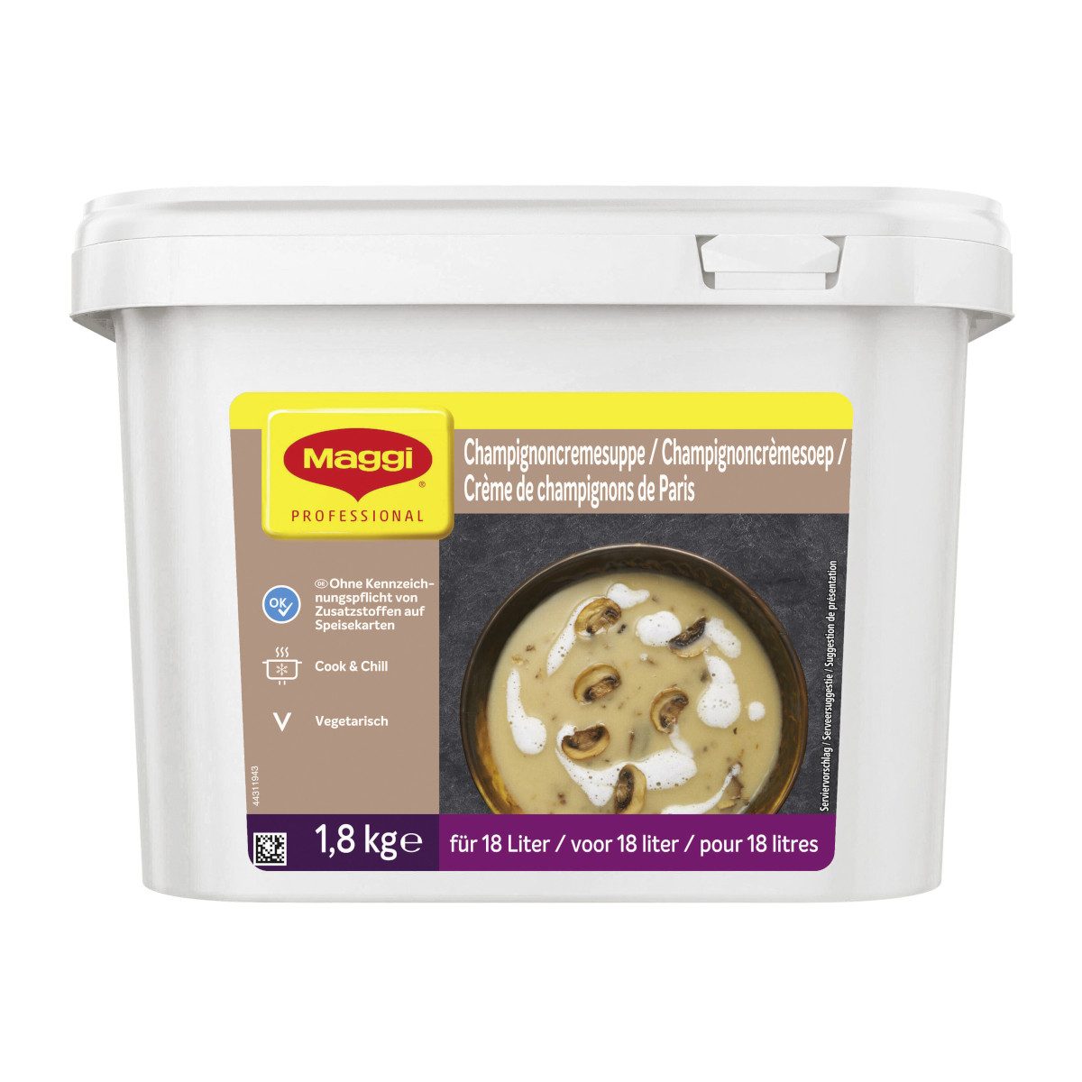 MAGGI Fertiggericht, Maggi Champignoncremesuppe ergibt 18 Liter Packung 1800g