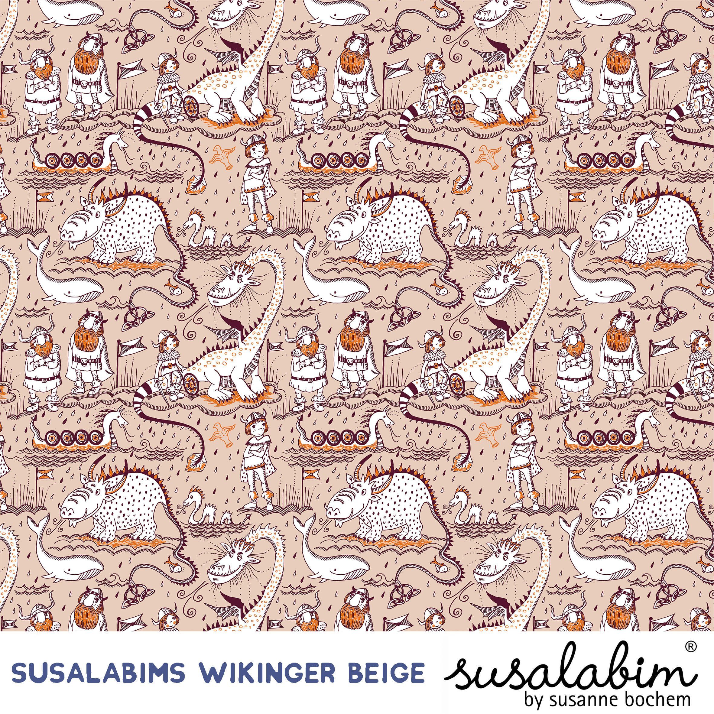 lillestoff Stoff Bio Baumwollstoff Wikinger, Lillestoff beige, Meterware, 50 cm x 150 cm