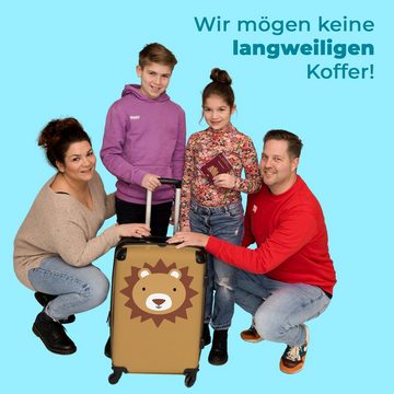NoBoringSuitcases.com© Koffer Tierporträt - Löwe - Braun 67x43x25cm, 4 Rollen, Mittelgroßer Koffer für Kinder, Trolley