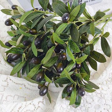 Kunstpflanze Simulierte Olivenbaumzweige, simulierte grüne Olivenzweige, FIDDY, fruchttragende Olivenzweige, grüne Fruchtzweige und Blätter