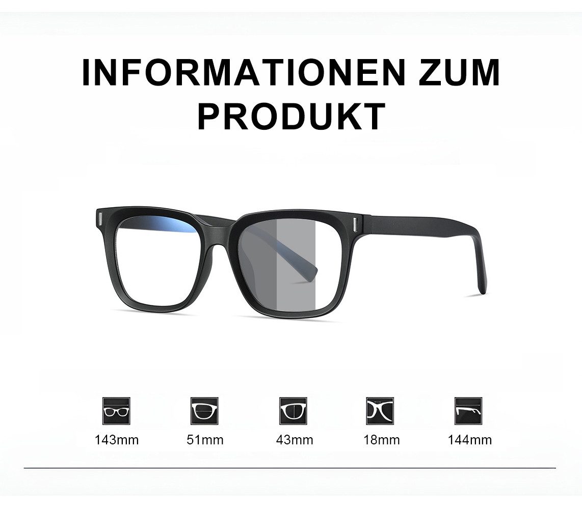PACIEA Brille Damen Herren Selbsttönend Ohne Sehstärke UV Schutz Breite Bügel