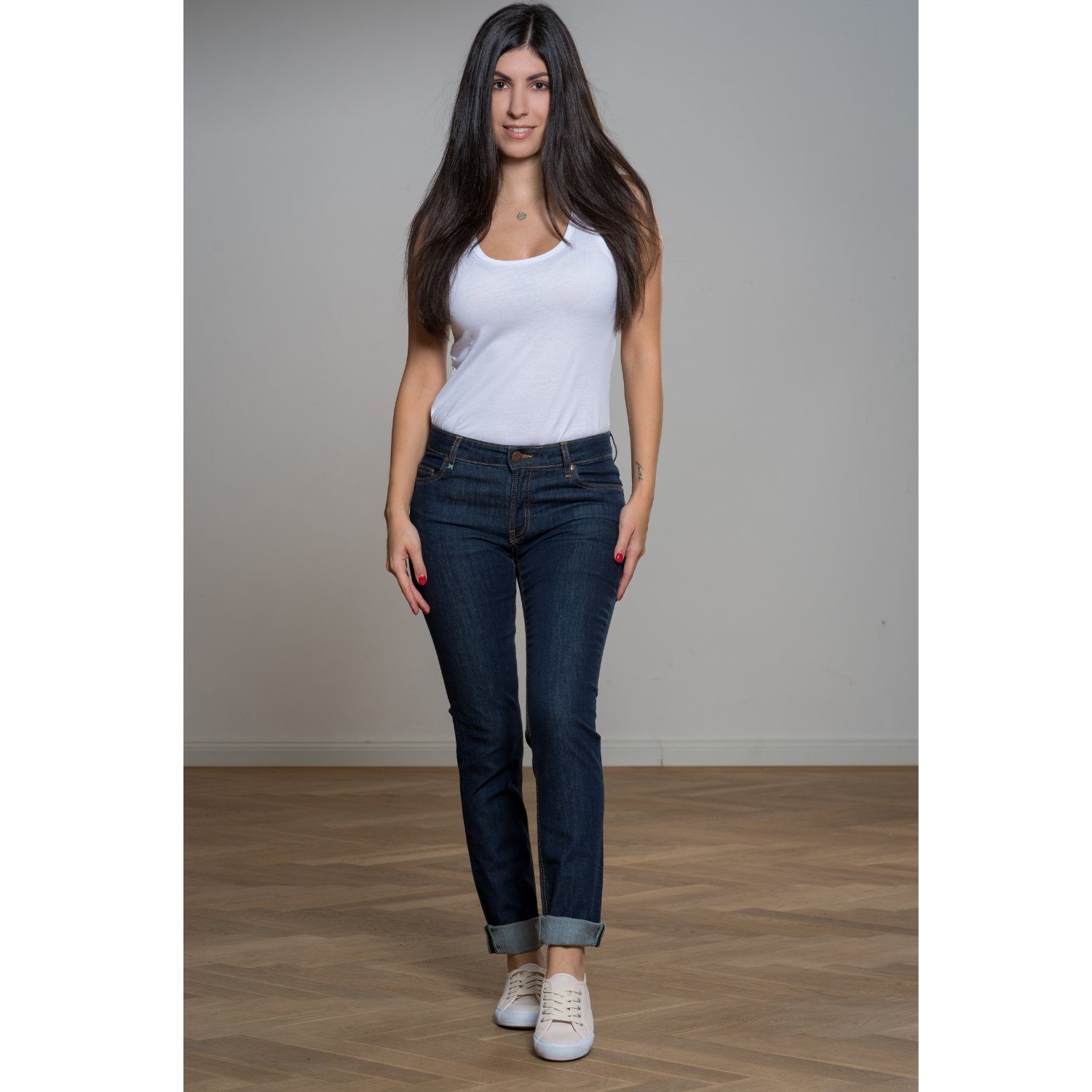 Feuervogl 5-Pocket-Jeans fv-Sve:nja, Slim Fit, Medium Waist, Damenjeans 5-Pocket-Style, Medium Waist, Slim Fit Classic Blue