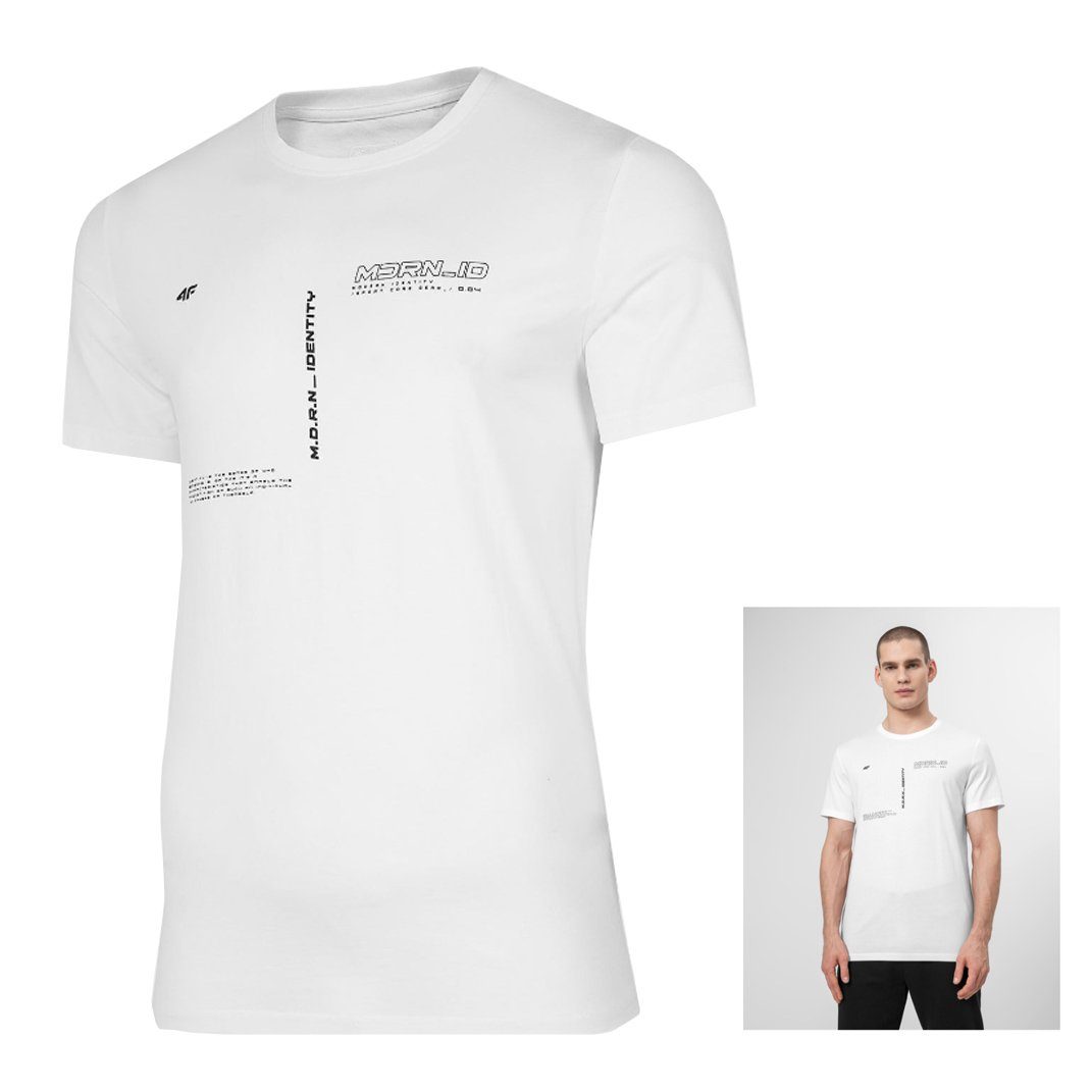 4F T-Shirt 4F - Herren T-Shirt Baumwolle mit Prints, weiß | T-Shirts