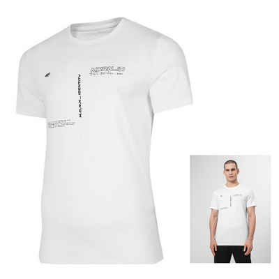 4F T-Shirt 4F - Herren T-Shirt Baumwolle mit Prints, weiß
