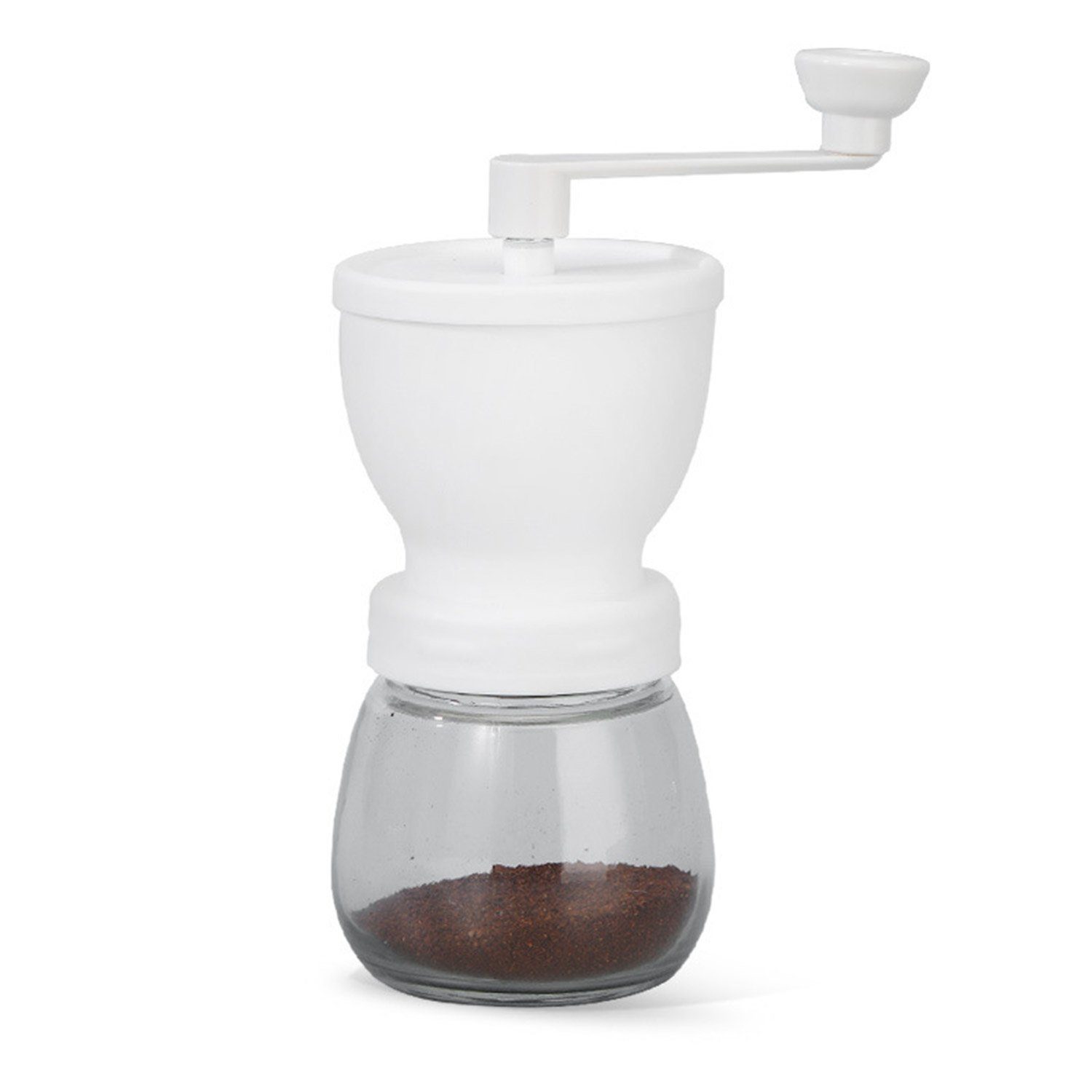 MAGICSHE Kaffeemühle Tragbare Handkurbel-Kaffeemaschine Kaffeebohnenmahlwerk Einzeldose weiß