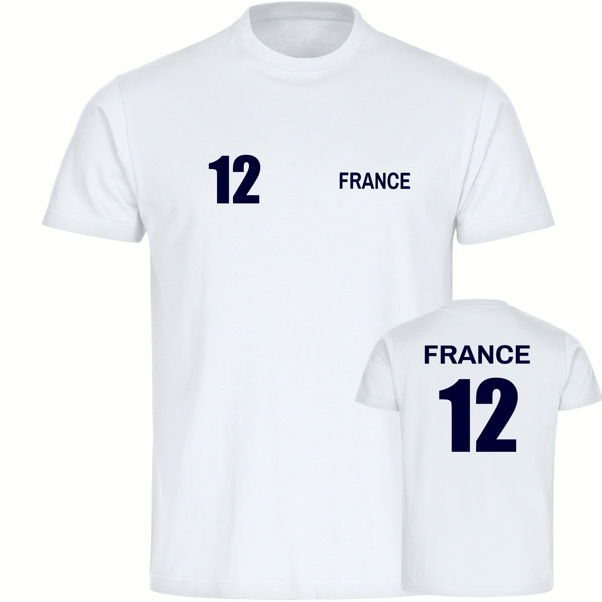 multifanshop T-Shirt Kinder France - Trikot 12 - Jungen Mädchen Shirt Fanartikel