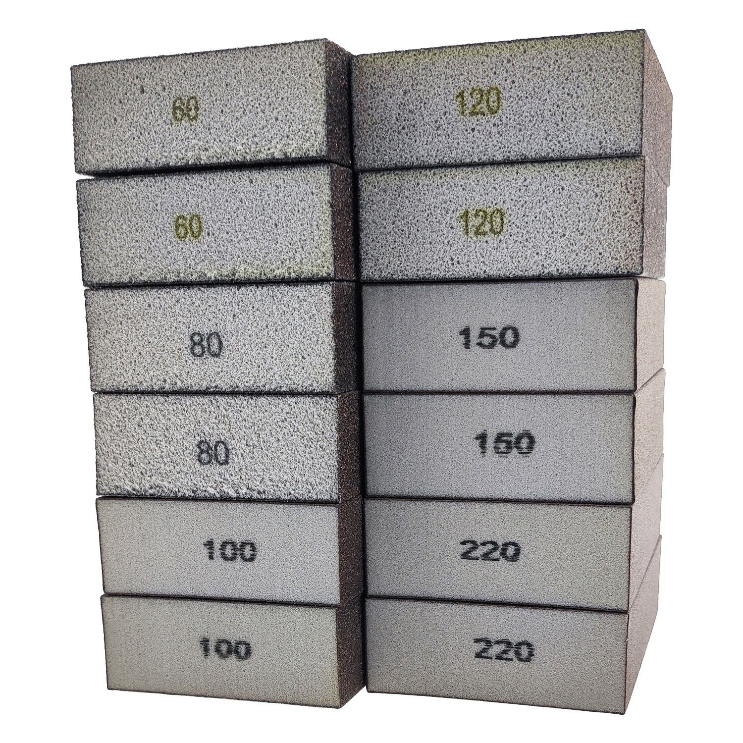 varivendo Schleifschwamm 12er Schleifschwamm Set (je 2 x 220, 80, 60, 120, 100, 150), (Set, 12 St., Schleifschwämme), Schleifklotz Schleifblock Schleifschwamm Schleifpad Handschleifpad