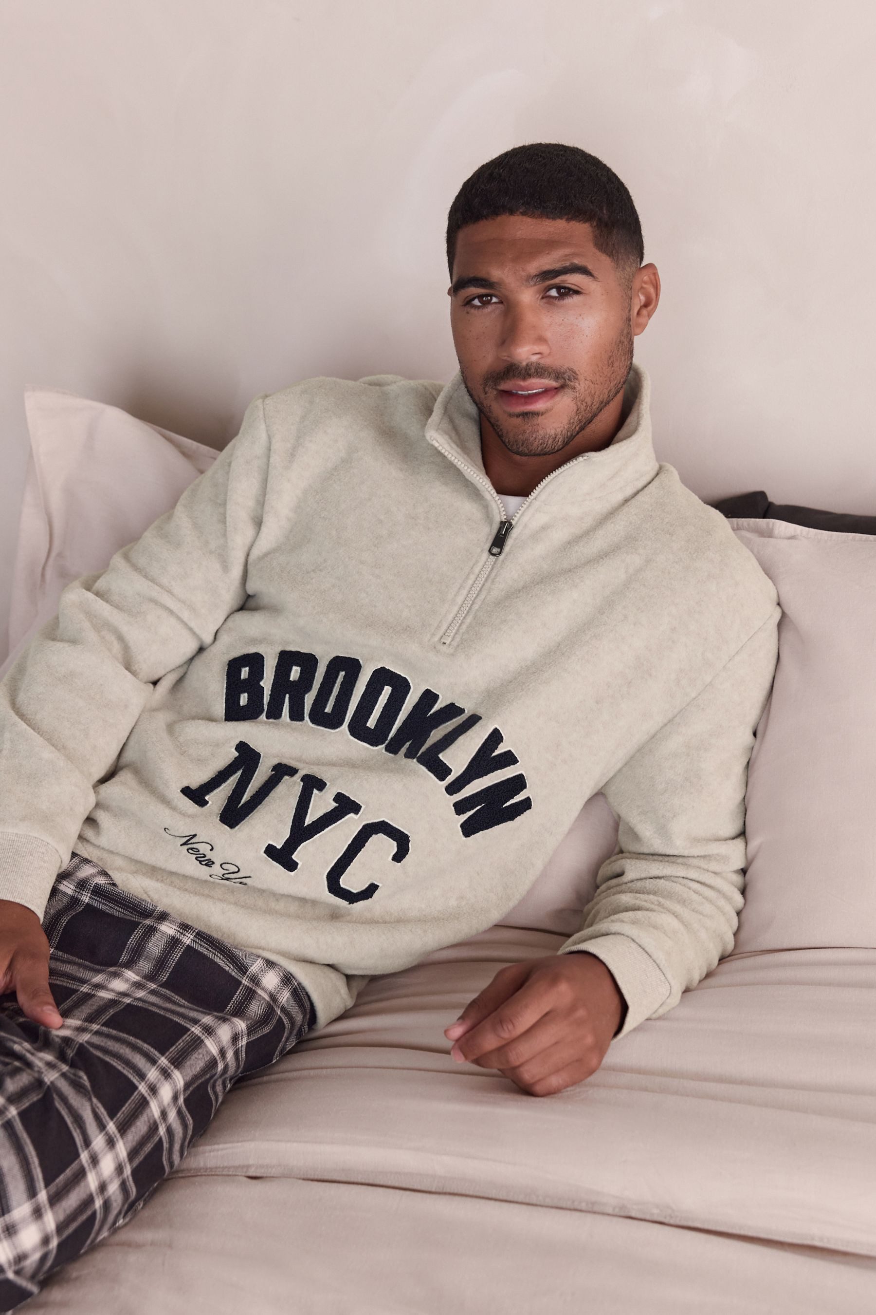 Next Fleecepullover Thermofleece-Oberteil mit RV und Grafik (1-tlg)