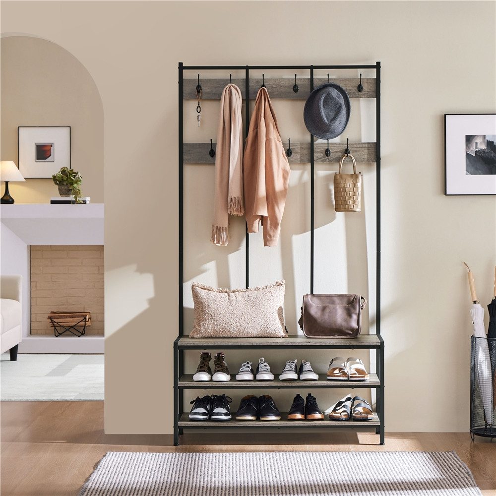 Yaheetech Garderobenständer 100 x 35 x 185 cm, Kleiderständer Industrie-Des günstig online kaufen