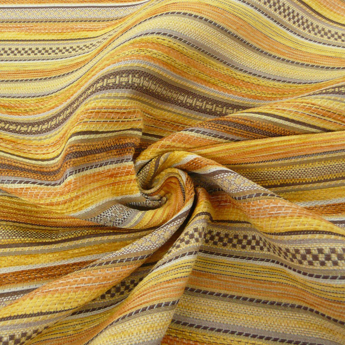 SCHÖNER LEBEN. Stoff Möbelstoff Bezugsstoff KRUMBACH Streifen gelb braun orange