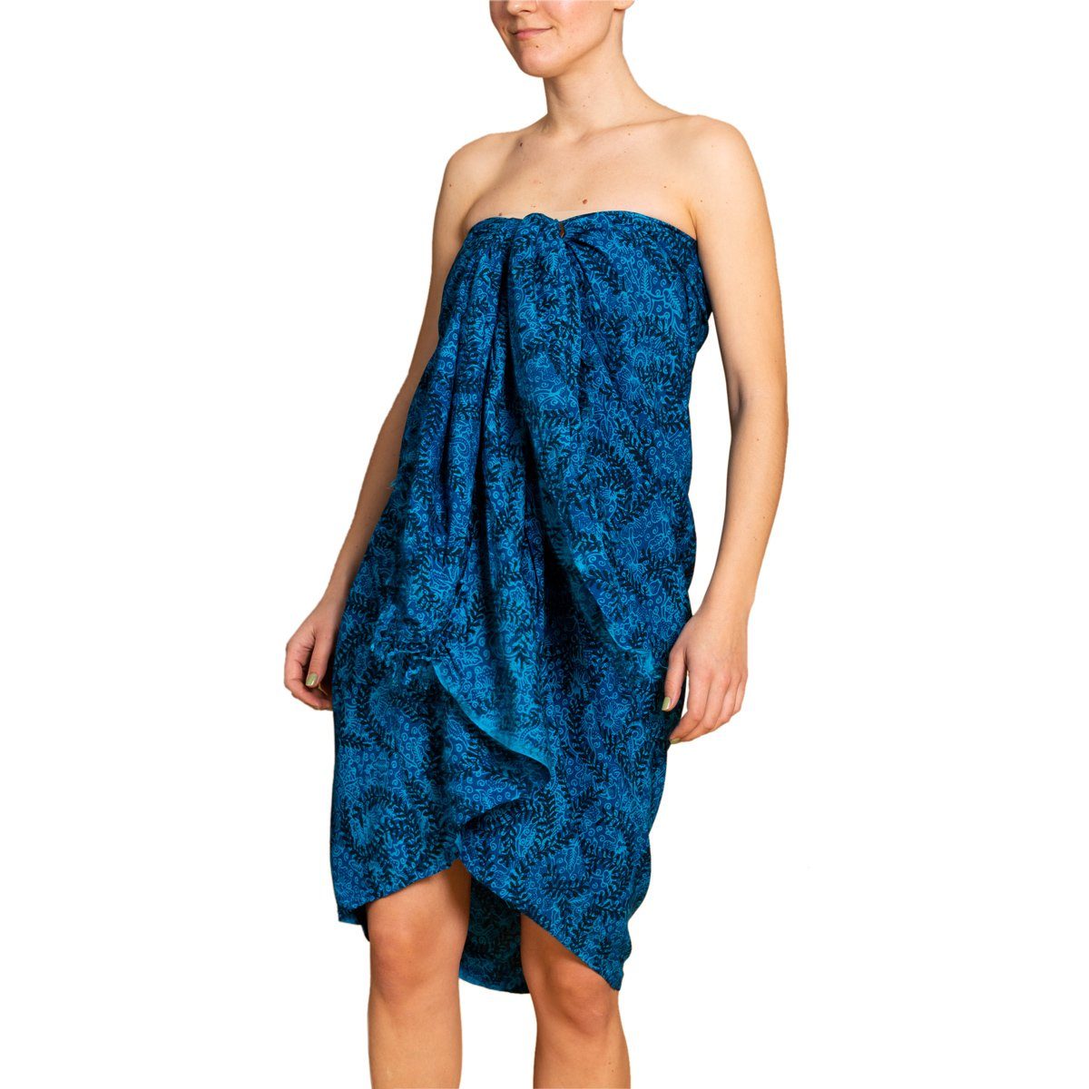 PANASIAM Wachsbatik B108 Strandkleid Pareo Blautöne Cover-up tones blue Schultertuch Viskose Strand aus hochwertiger Halstuch Bikini Tuch den Strandtuch, für Sarong