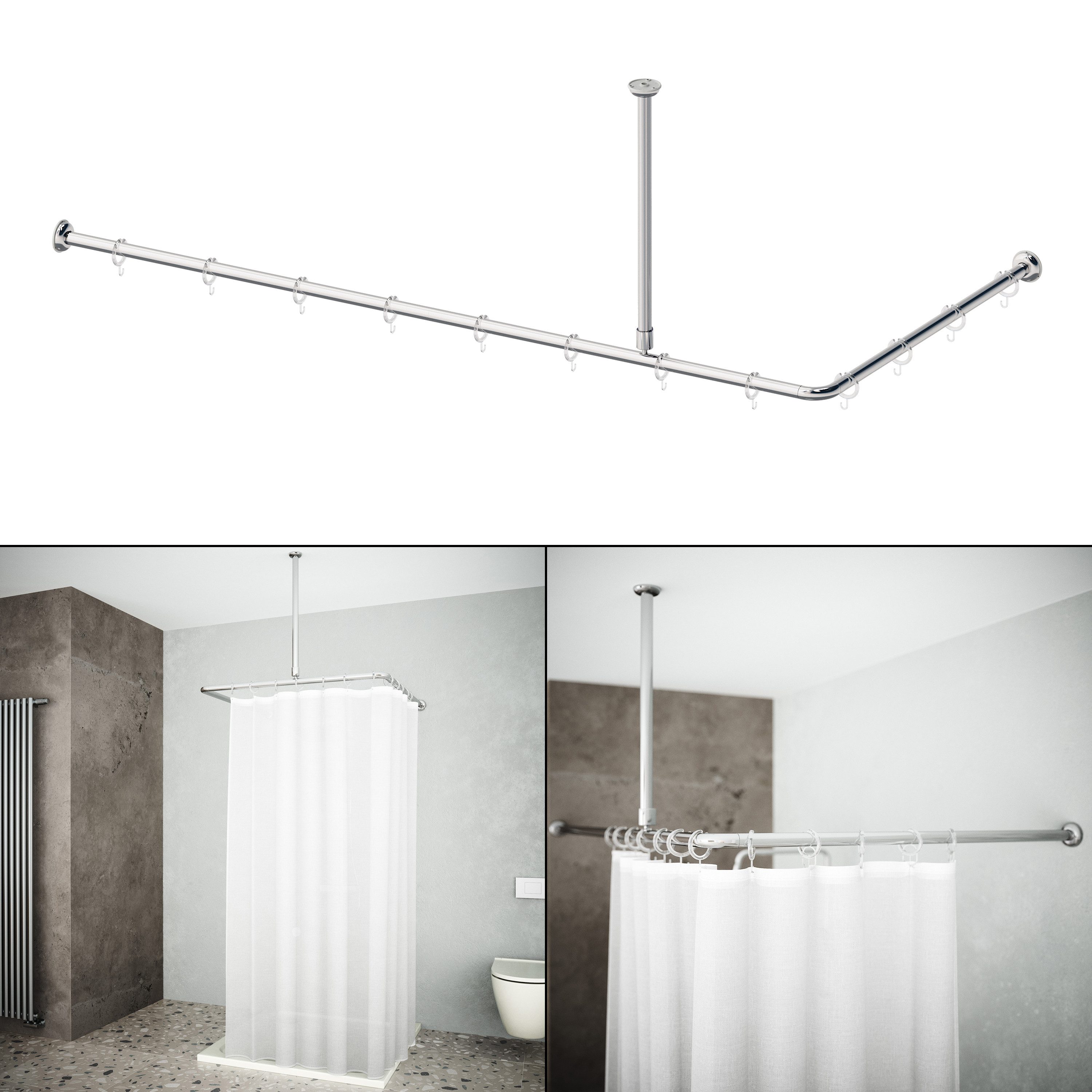 Aquabad® Duschvorhangstange Hastaflex Vario Duschvorhangstange, 2-läufig, k günstig online kaufen