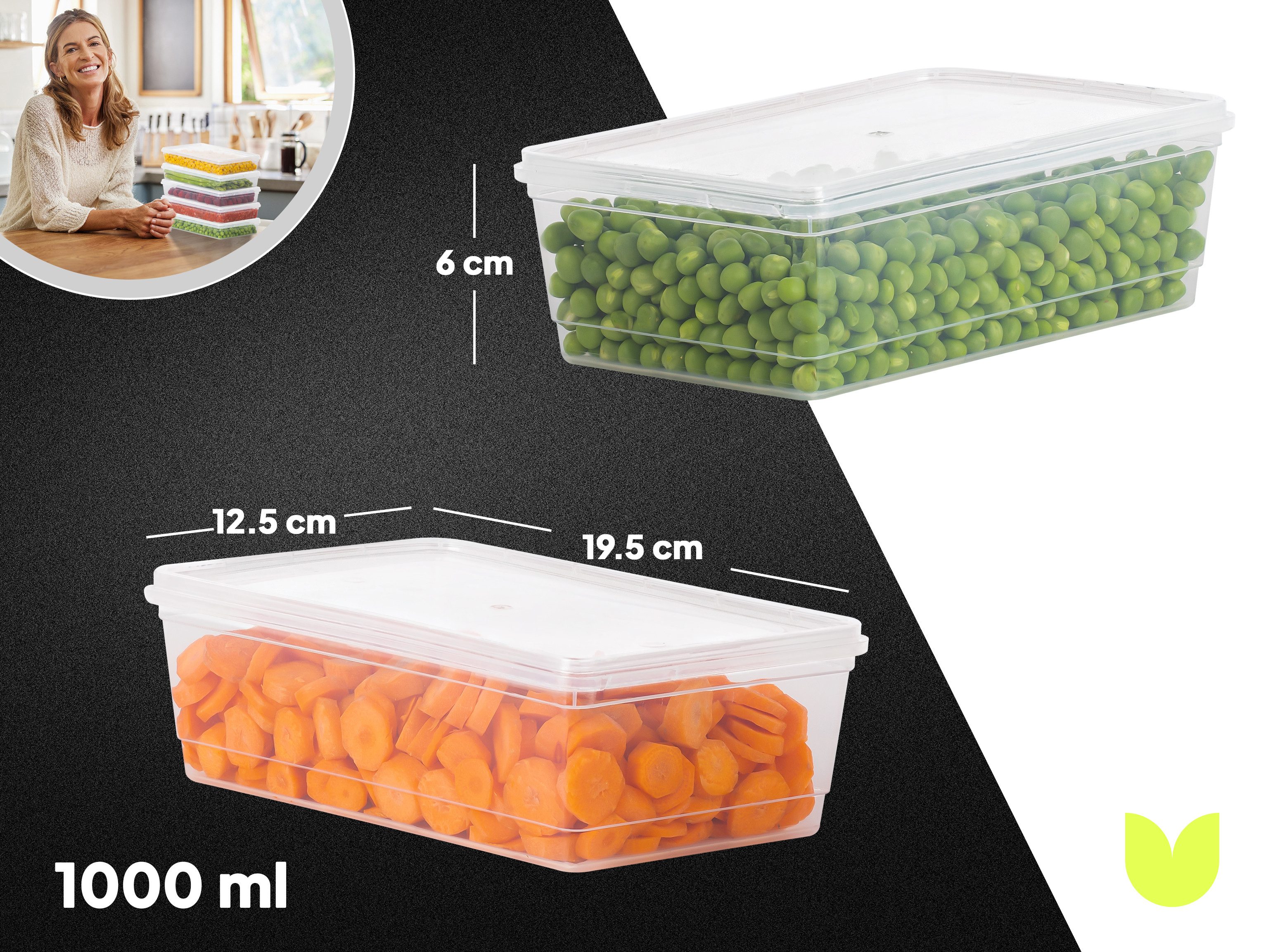 uandu home Frischhaltedose Gefrierbox Set, Frischhaltedosen mit Deckel, Tiefkühldosen Set, (Vorratsdosen mit Deckel, Deli Container, BPA-frei Kunststoff), Vorratsdosen für Gefrierschrank, Gefrierdosen, Gefrierbehälter