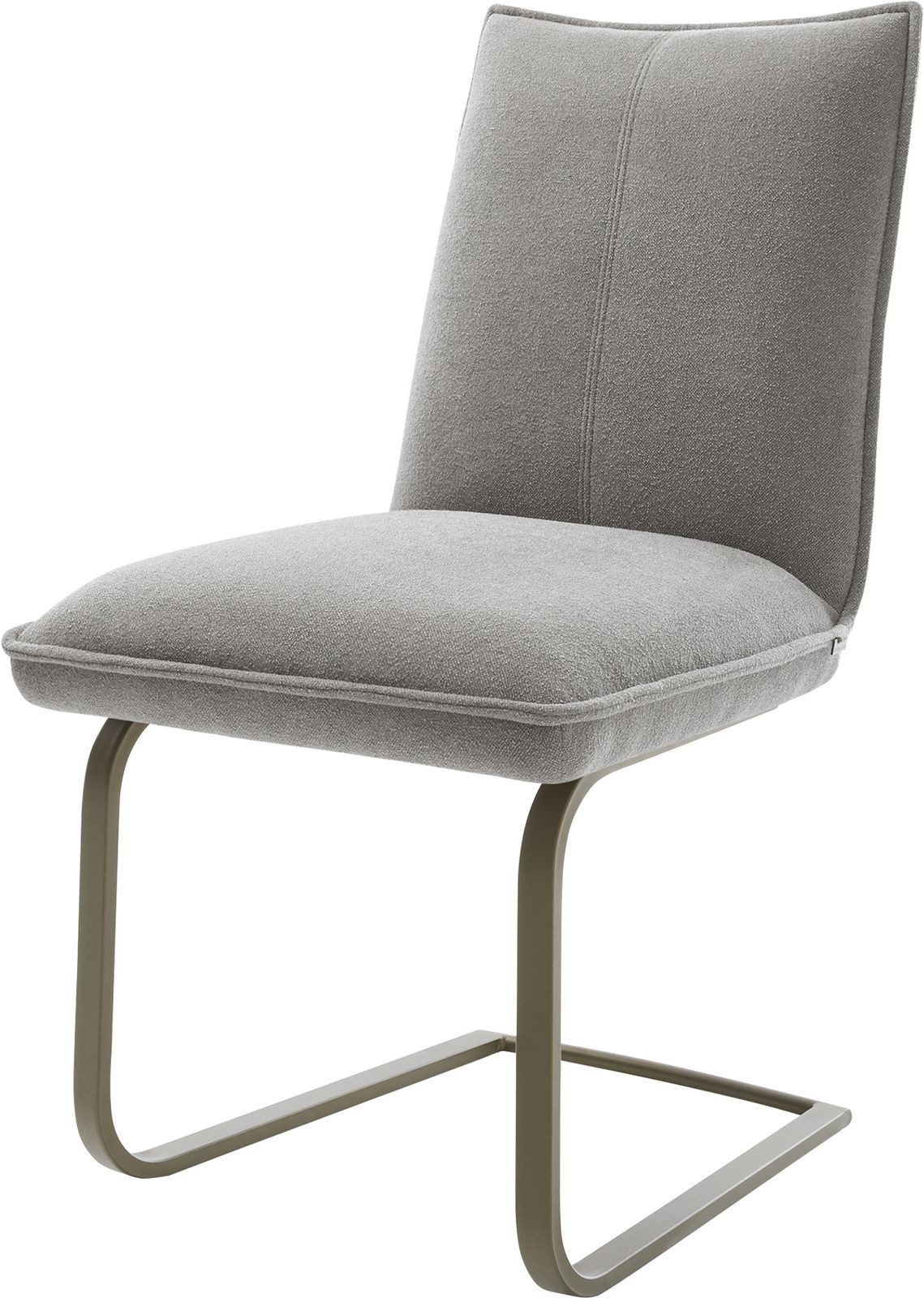 DELIFE Polsterstuhl Lelio-Flex, Freischwinger flach Effektfinish Titan Strukturstoff Soft Grau Taschen