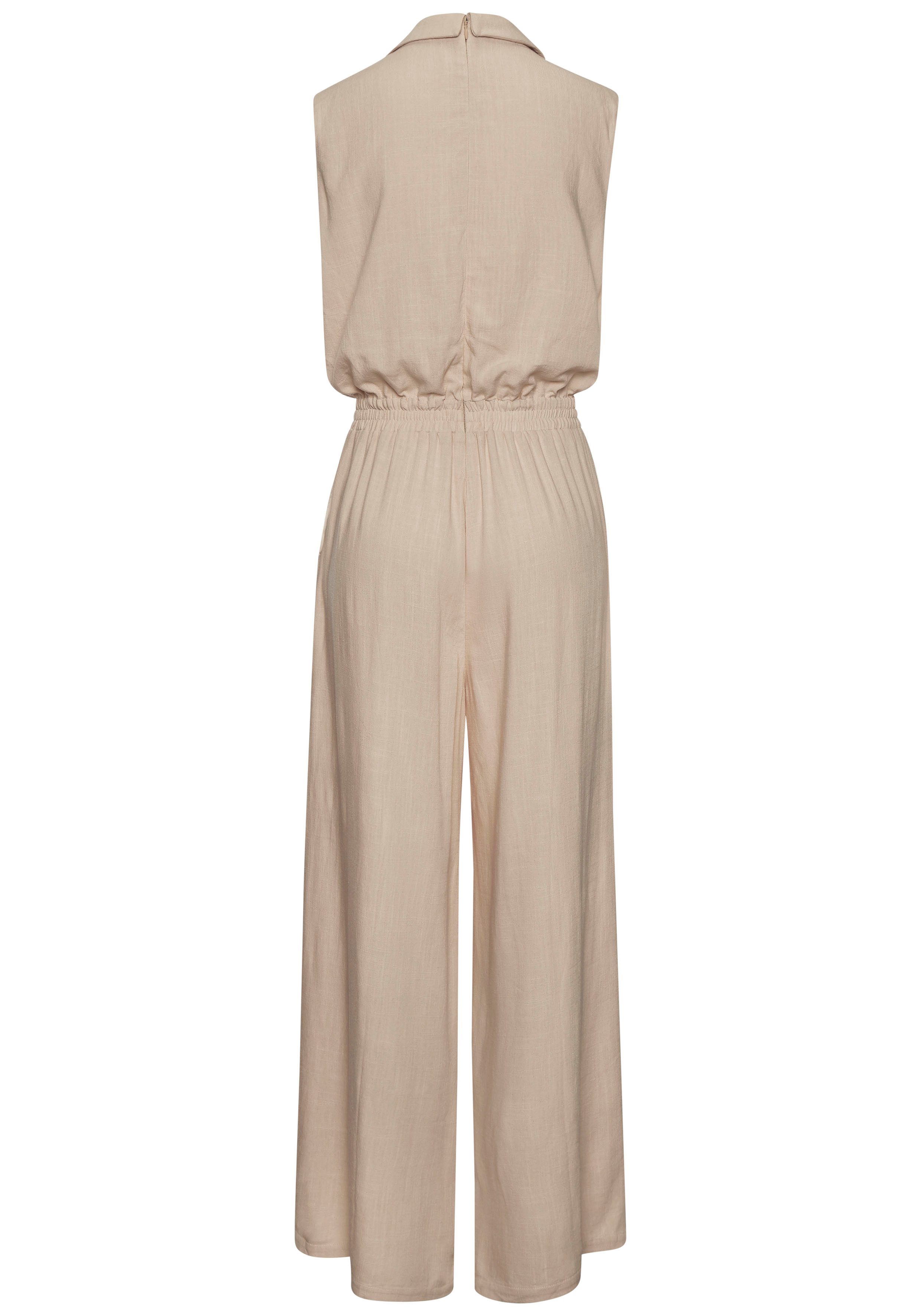 LASCANA Overall mit weitem Bein, Webware mit Leinen