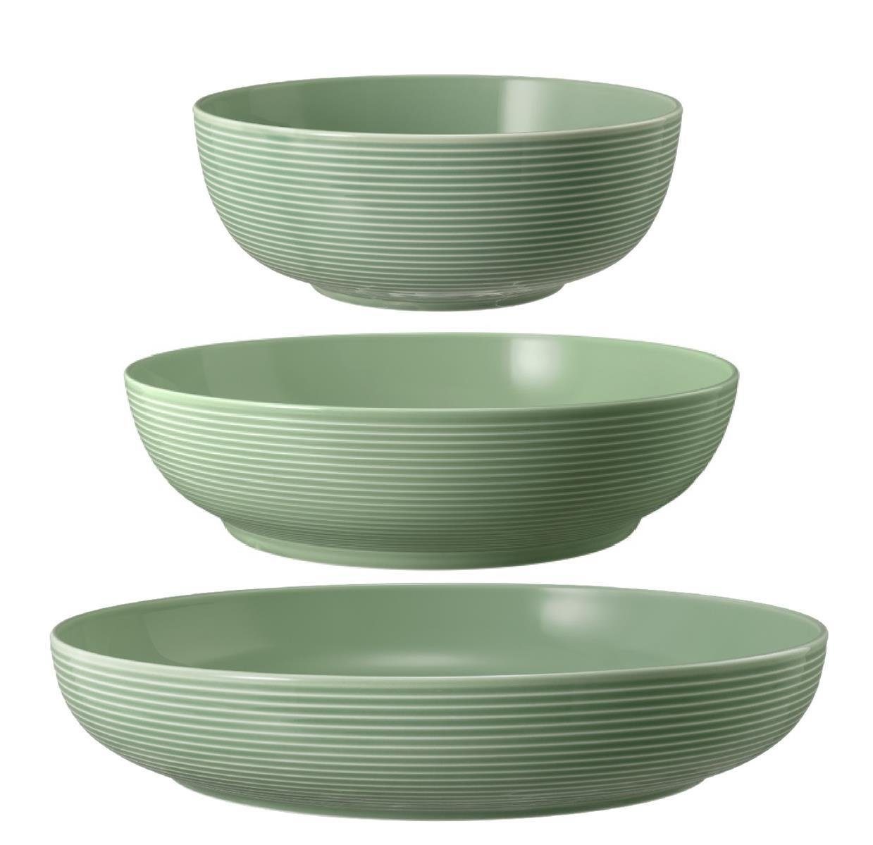 Seltmann Weiden Schale Seltmann Weiden Beat Salbeigrün Foodbowl Set 3tlg. 20/25/28 cm, Porzellan, (3 Schüsseln)