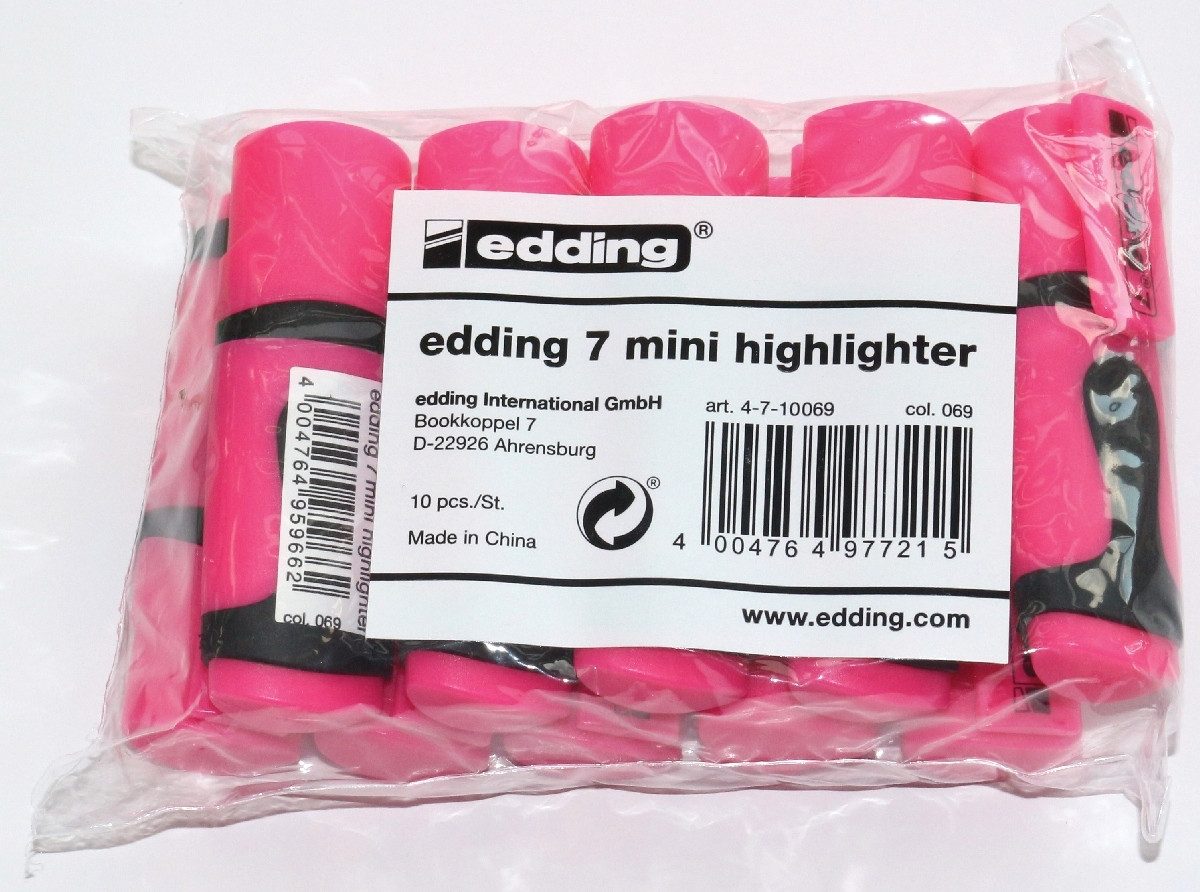 edding Marker Textmarker edding 7 mini highlighter 1-3 mm VE=10 Stück Polybeutel neo