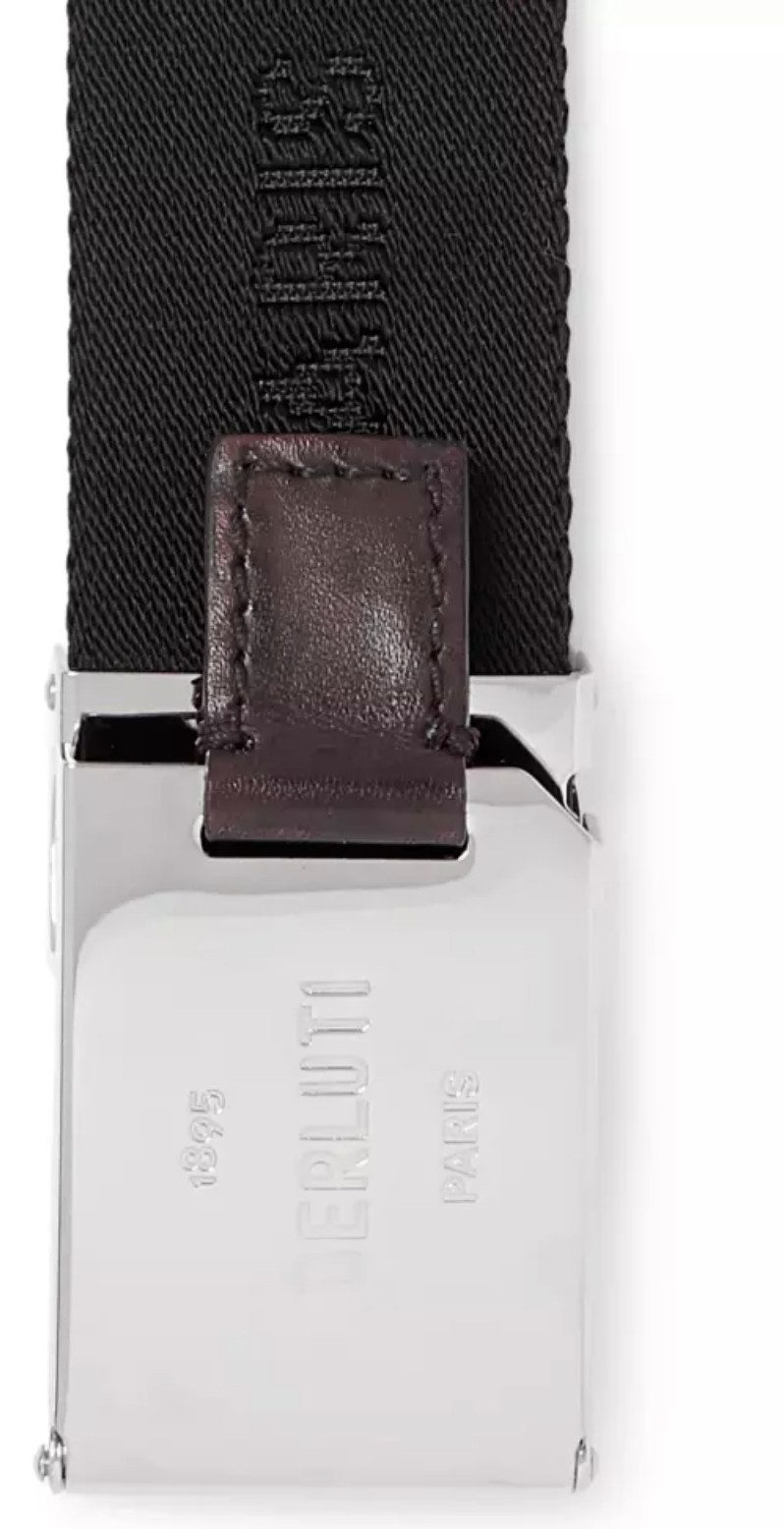 Berluti Stoffgürtel Gürtel mit Lederbesatz und Jacquard-Webmuster Hergestellt in Italien