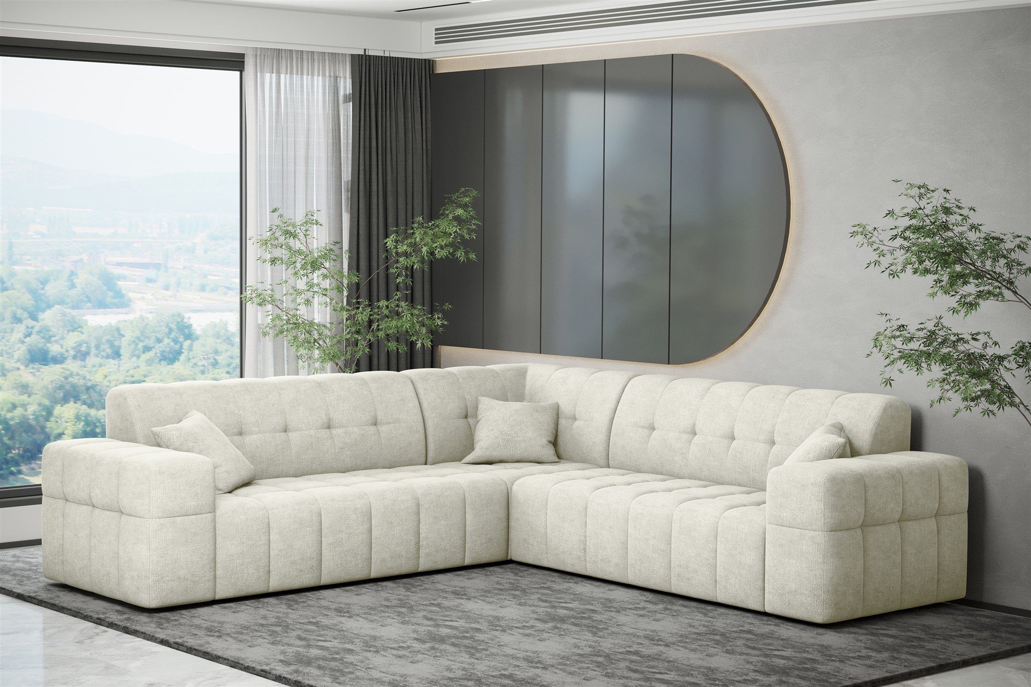 Fun Möbel Ecksofa in Stoff Rundumbezug Harmony Designersofa Ecksofa Universal, Pearl NANCY Seite