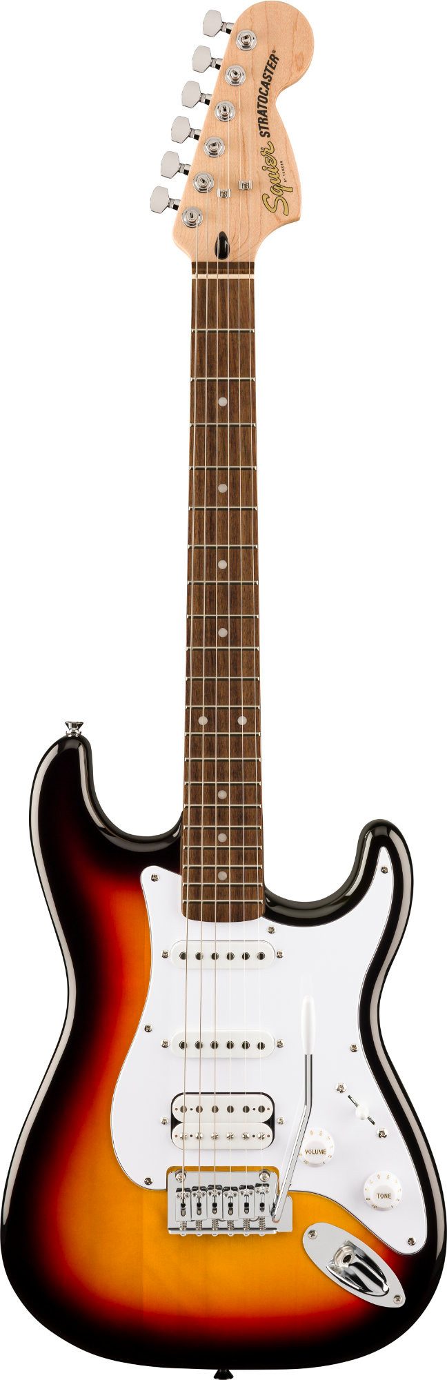 Squier E-Gitarre Affinity Series Stratocaster Junior HSS 3-Color Sunburst, 24 Zoll, Stratocaster, Shortscale-Mensur