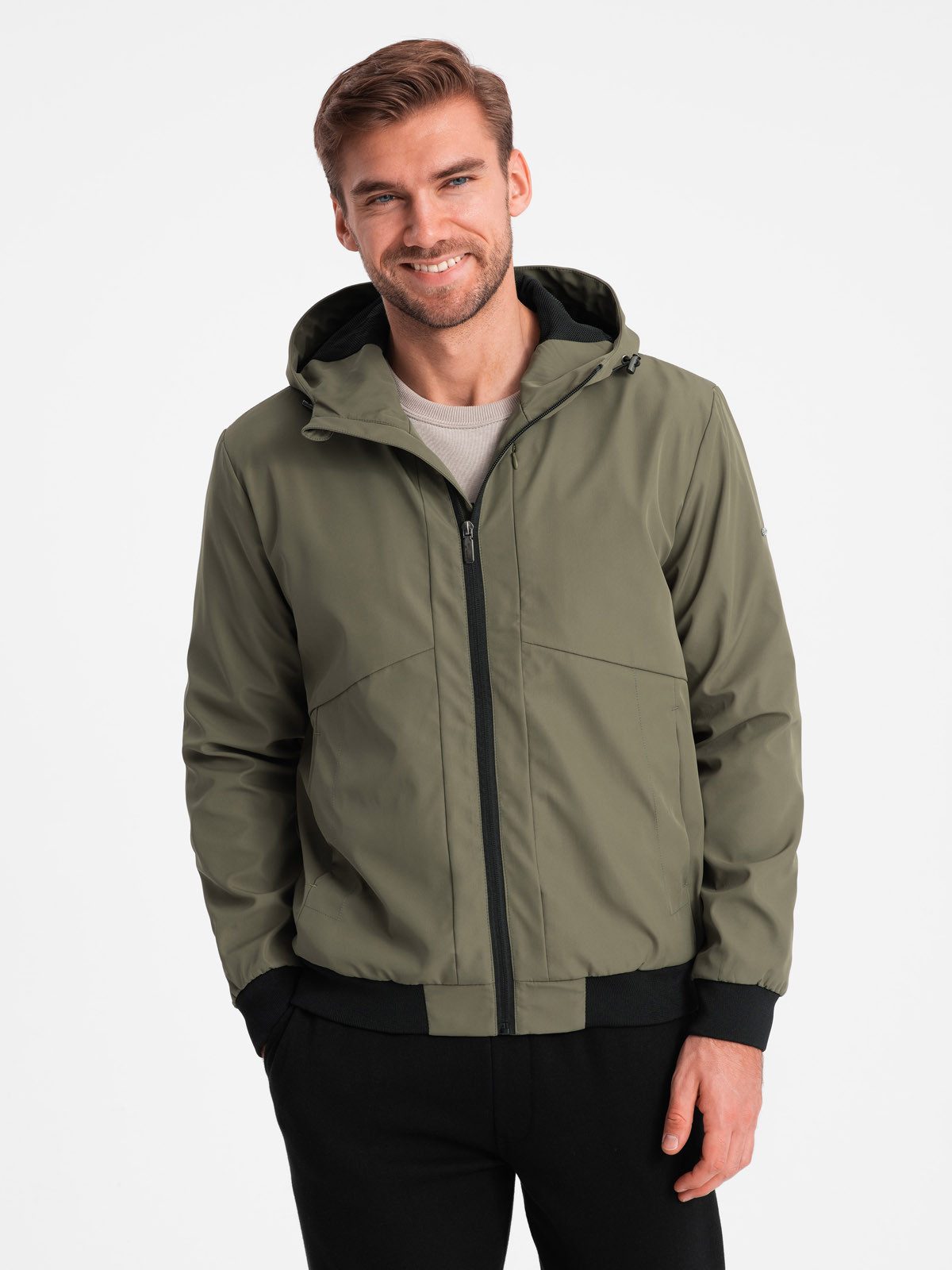 Regenjacke Leichte Herrenjacke mit Kapuze und Netzfutter