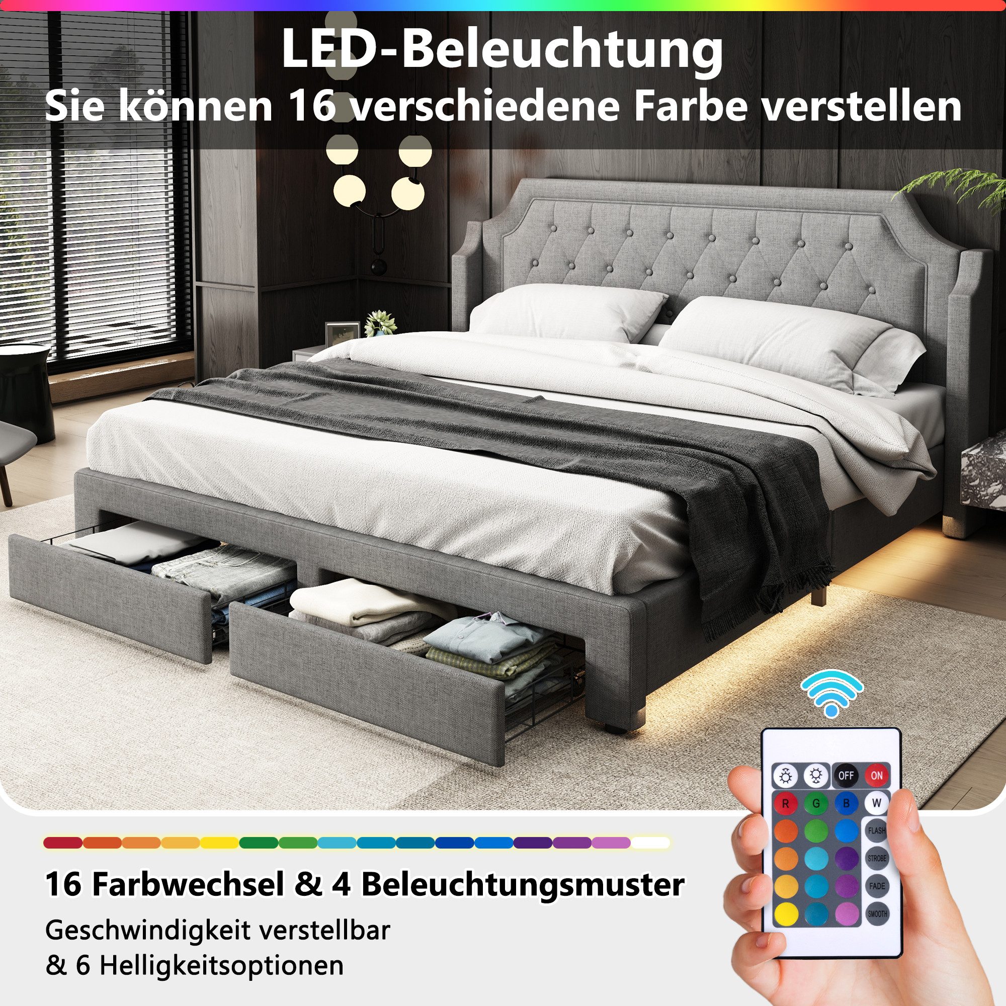 STILVORA Polsterbett 180×200 Doppelbett mit Lattenrost,Jugendbett günstig online kaufen