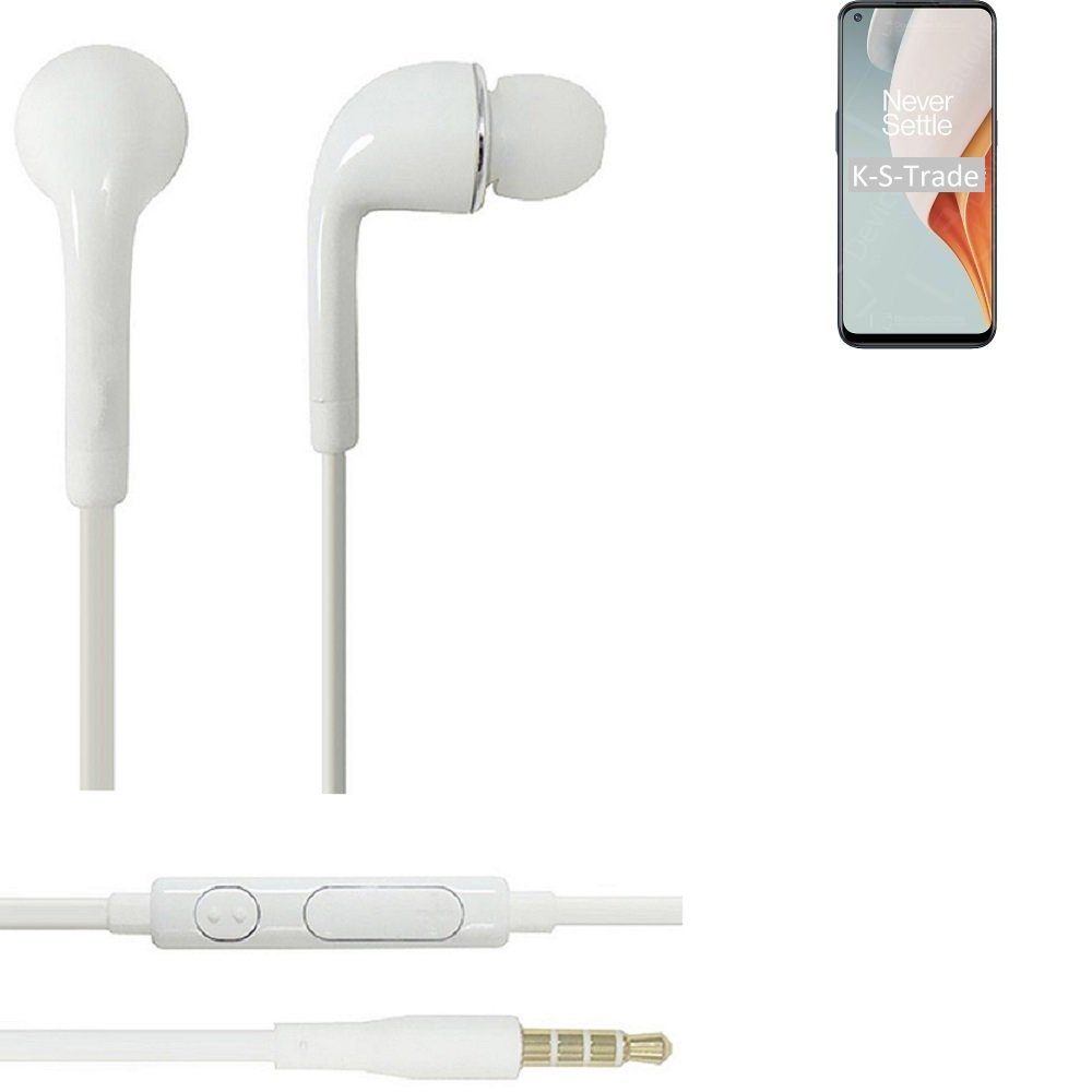 Mikrofon mit OnePlus 3,5mm) K-S-Trade Headset Nord In-Ear-Kopfhörer N100 für weiß Lautstärkeregler u (Kopfhörer