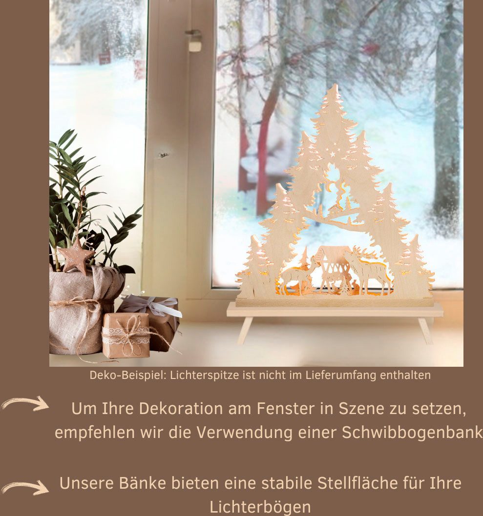 Weigla Schwibbogen-Fensterbank Weihnachtsdeko, Made in Germany (1-tlg), aus Buchenholz, Tiefe ca. 7,5 cm