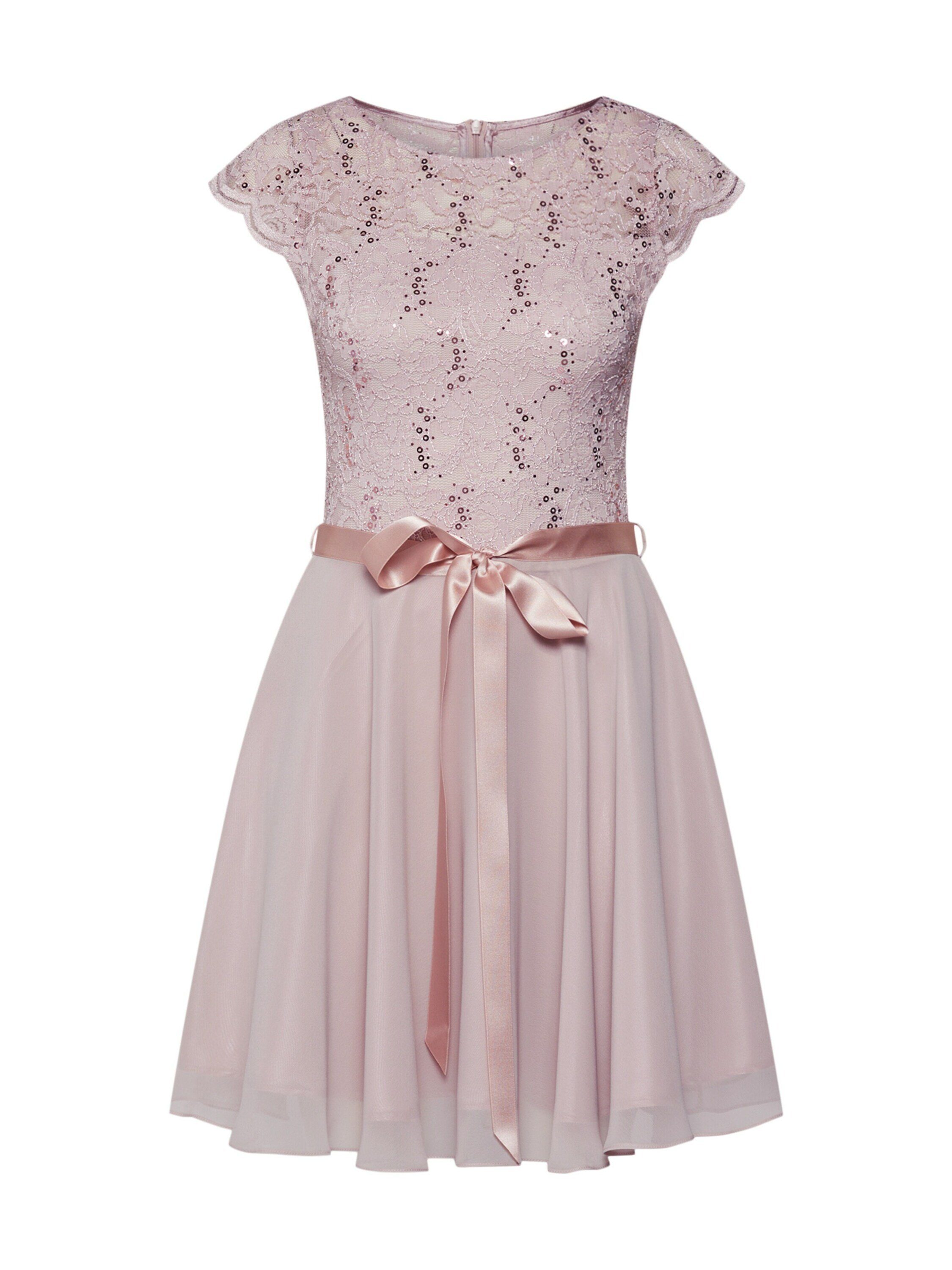 SWING Cocktailkleid (1-tlg) Pailletten, Drapiert/gerafft, Spitze rosa