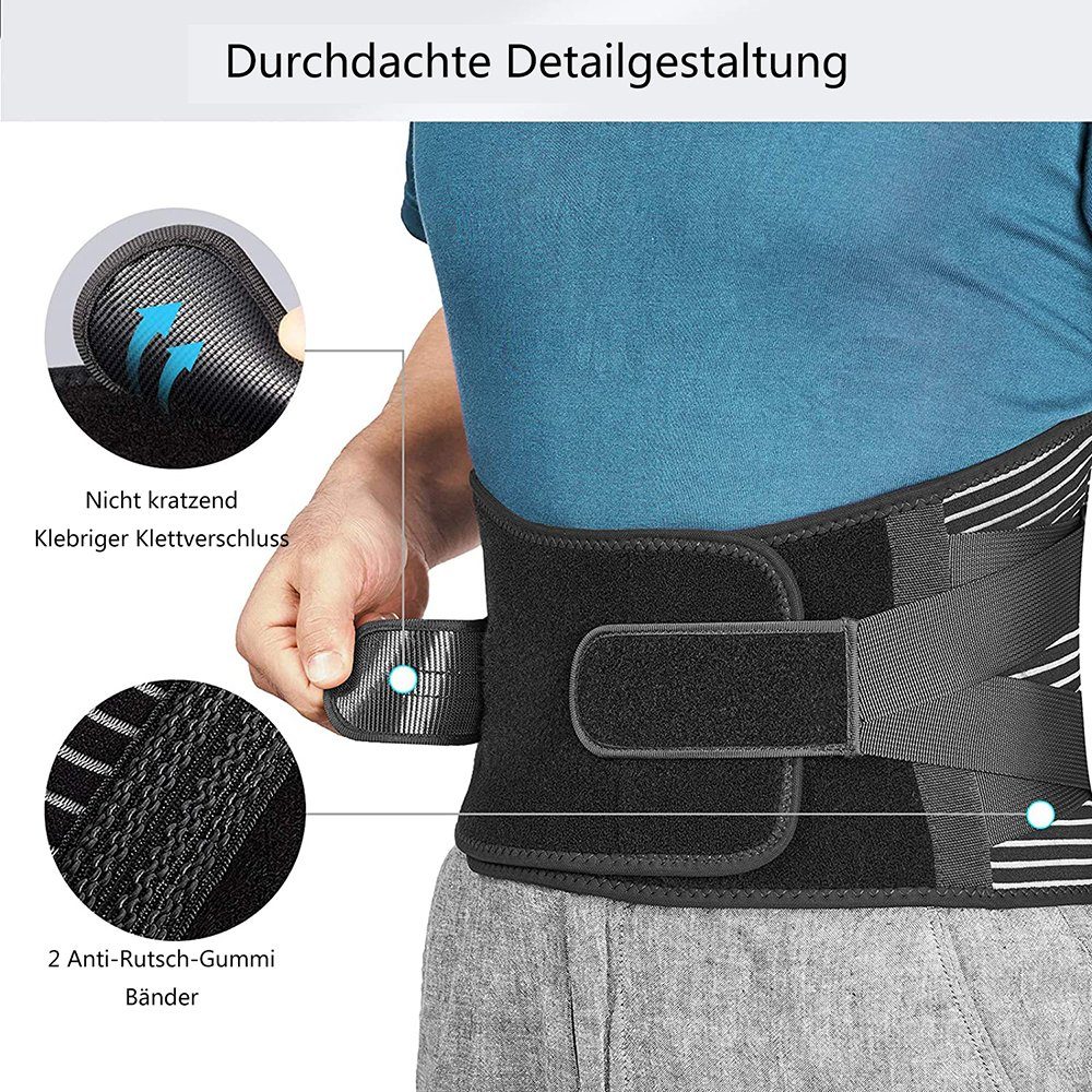 Houhence Taillengürtel Rückenbandage Gurt Männer Schwarz(XXL) und Rückenstützgürtel für Frauen, Rücken