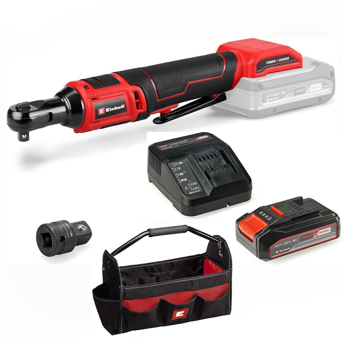 Einhell Akku-Ratschenschrauber Akku Ratschenschrauber TE-RW 18/60 Li 18V, 60 Nm, 3/8" Akku 2,5 Ah Bag