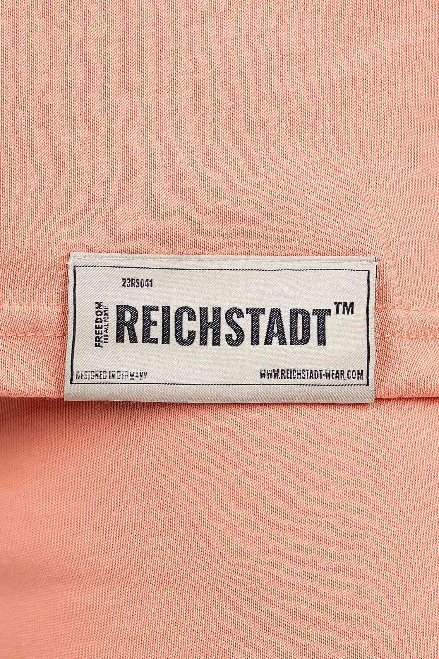 23RS041 mit (1-tlg) Casual Kragen am T-shirt Pink Kurzarm Stitching Reichstadt Oversize-Shirt